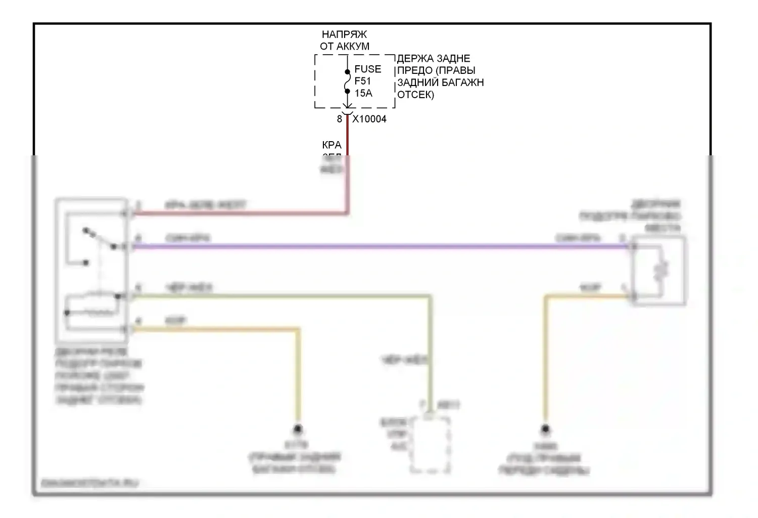 7 серия BMW E65/E66 рестайлинг (2005-2008): Электросхема антиобледенителя дворника 