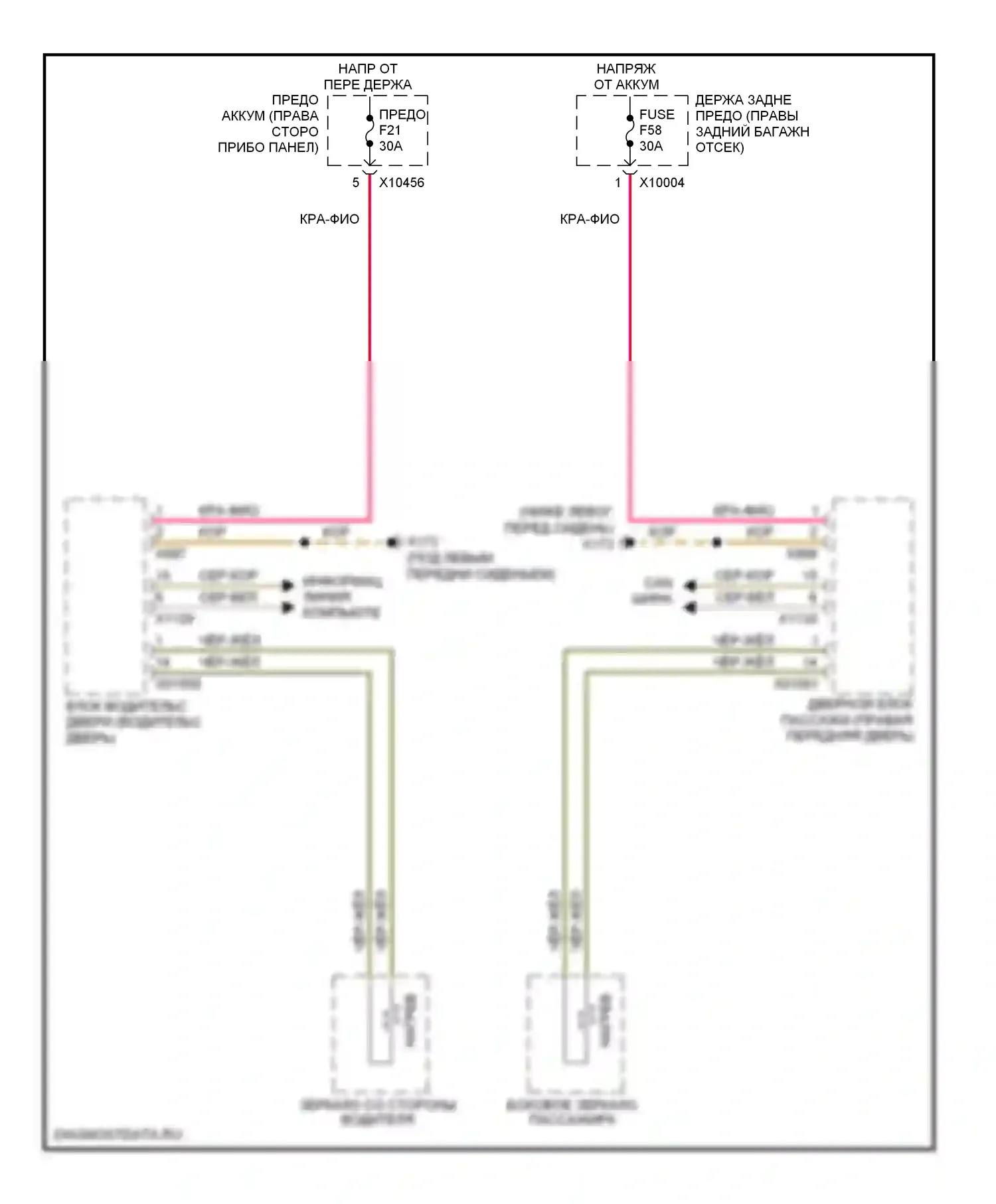 7 серия BMW E65/E66 рестайлинг (2005-2008): Электросхема обогреваемых зеркал 