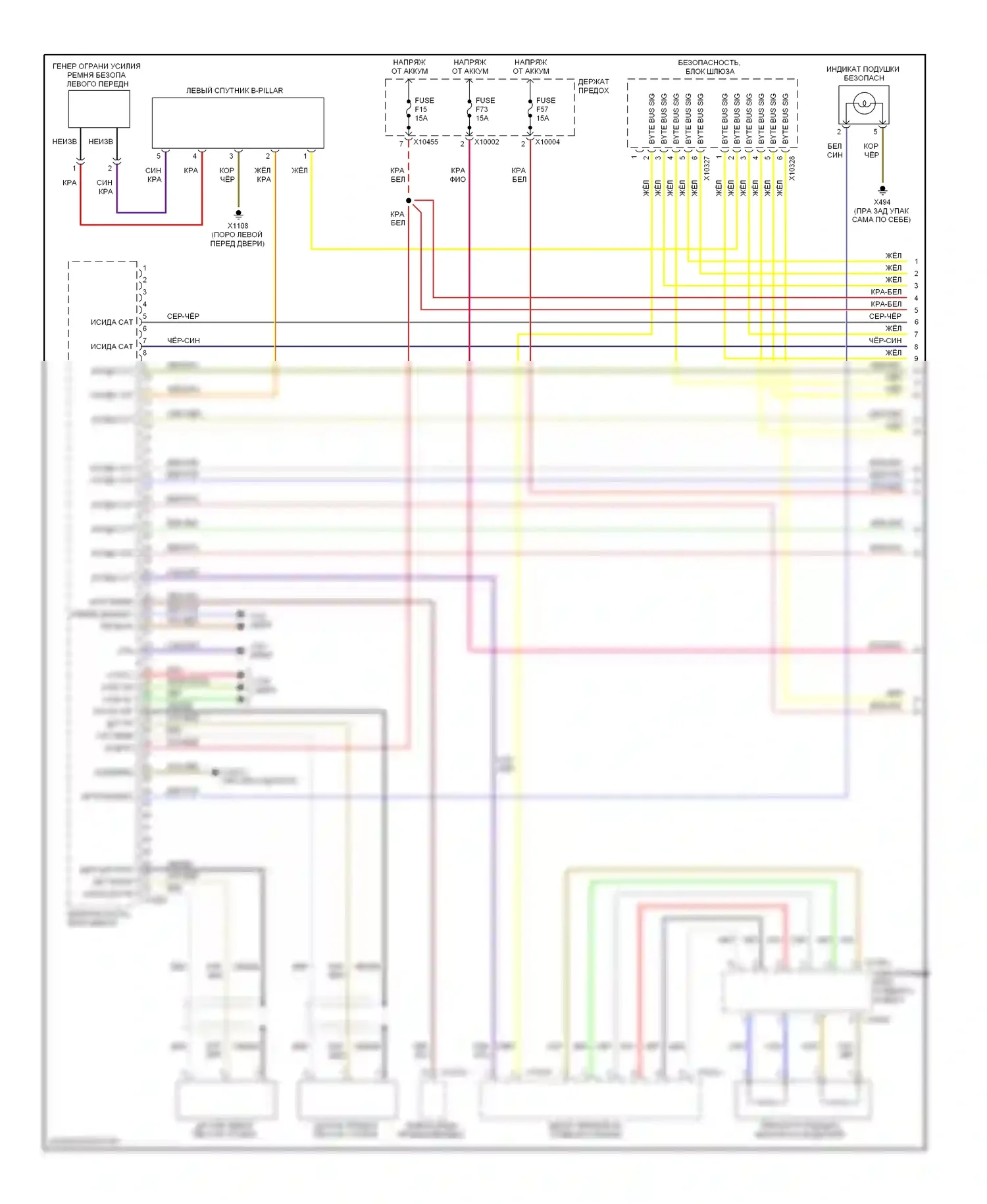 7 серия BMW E65/E66 рестайлинг (2005-2008): Электросхема подушек безопасности (1 из 4) 