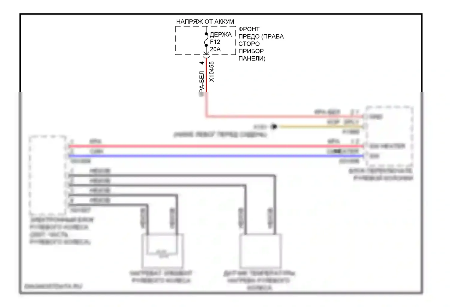 7 серия BMW E65/E66 рестайлинг (2005-2008): Электросхема рулевого колеса с подогревом 