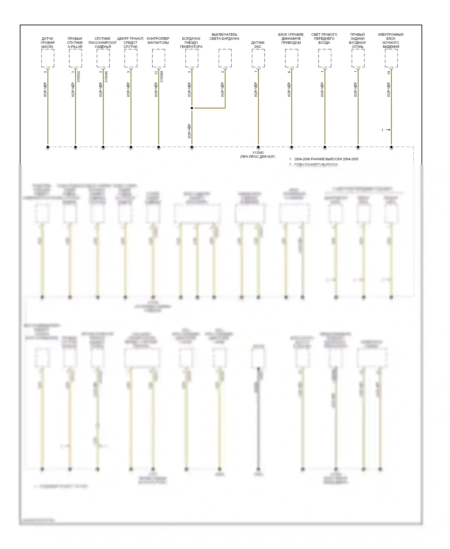7 серия BMW E65/E66 рестайлинг (2005-2008): Электросхема точек подключения масс (4 из 4) 