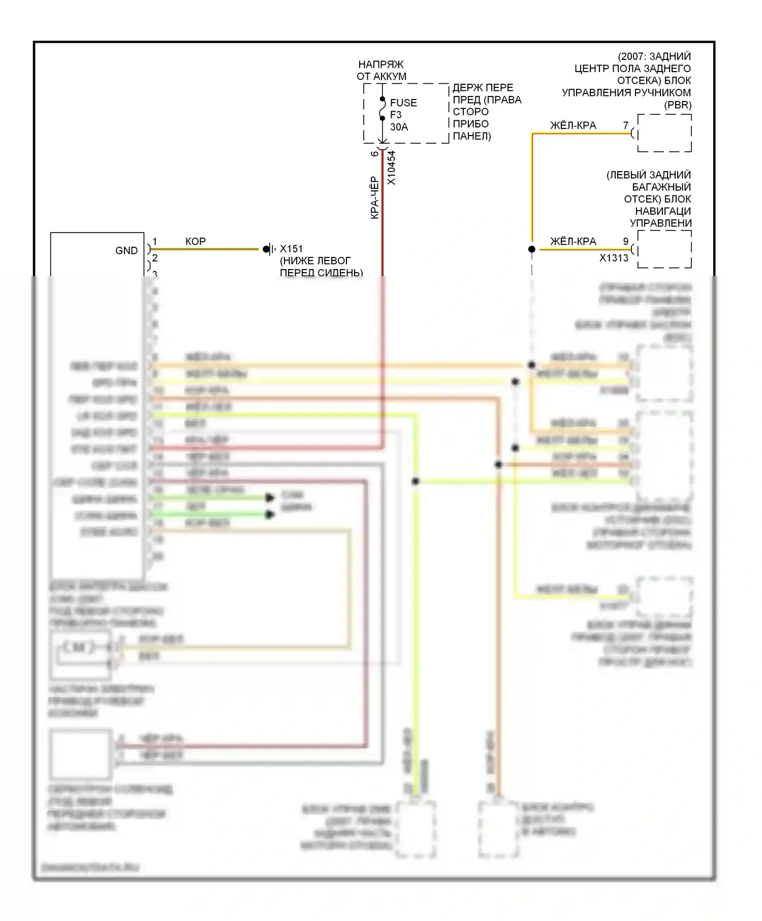 7 серия BMW E65/E66 (2001-2005): Полуэлектрическая электросхема рулевая колонка 