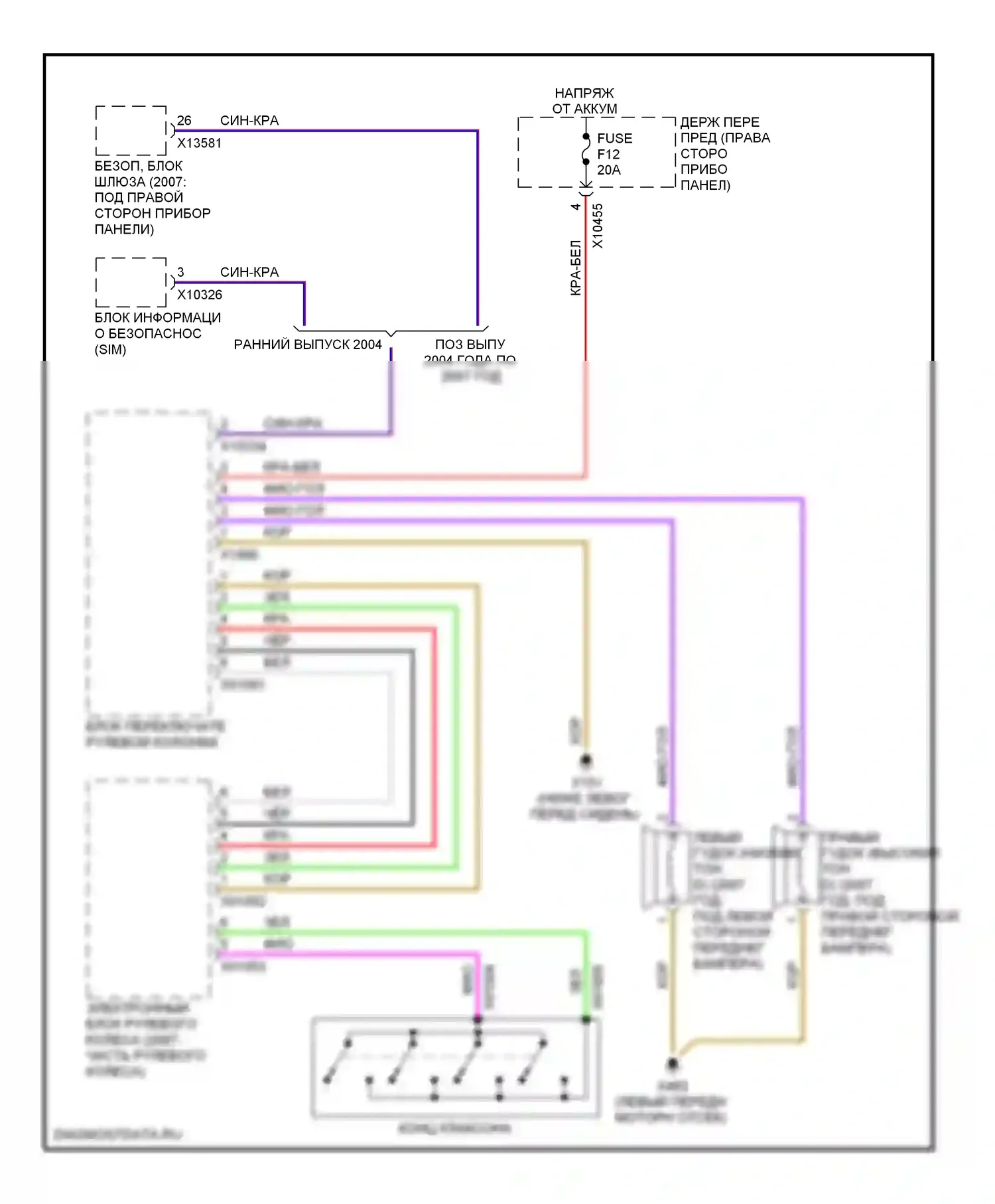 7 серия BMW E65/E66 (2001-2005): Электросхема клаксона 