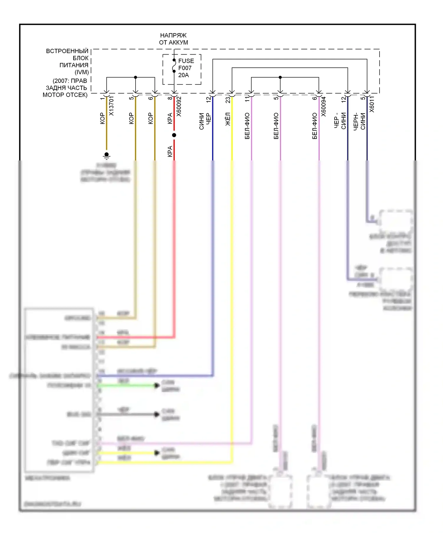7 серия BMW E65/E66 (2001-2005): Электросхема коробки передач 