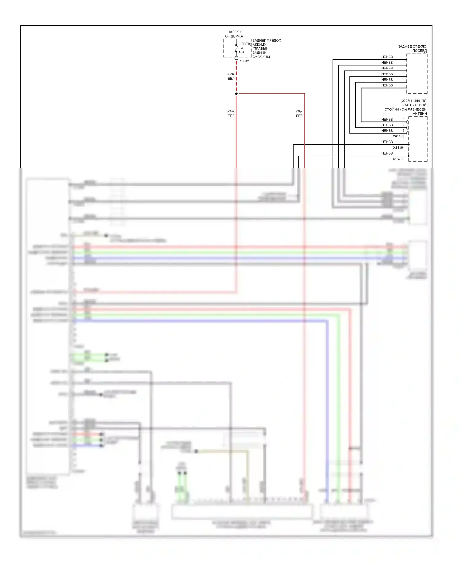 7 серия BMW E65/E66 (2001-2005): Электросхема видеосистемы, с навигацией и, с дисплеем заднего отсека 