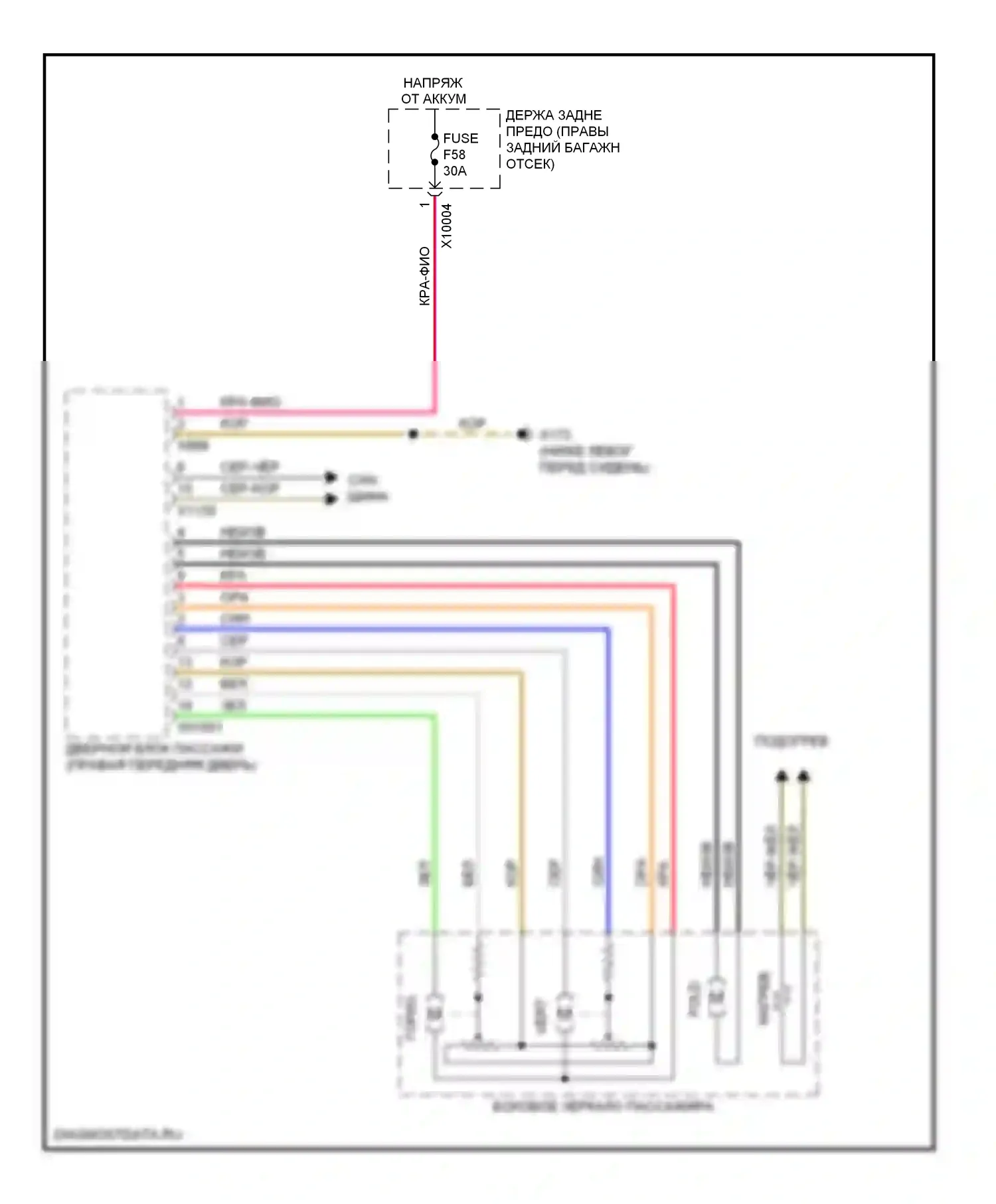 7 серия BMW E65/E66 (2001-2005): Электросхема зеркала пассажира 