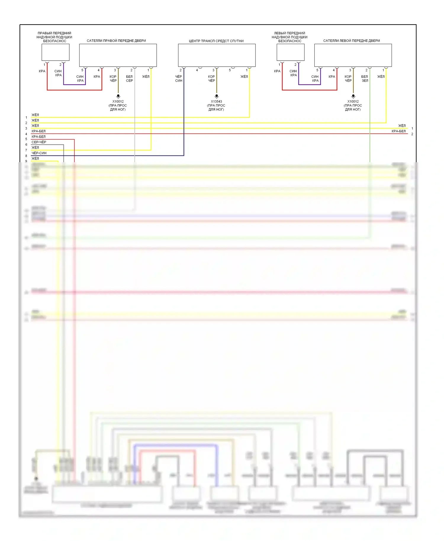 7 серия BMW E65/E66 (2001-2005): Электросхема подушек безопасности (2 из 4) 