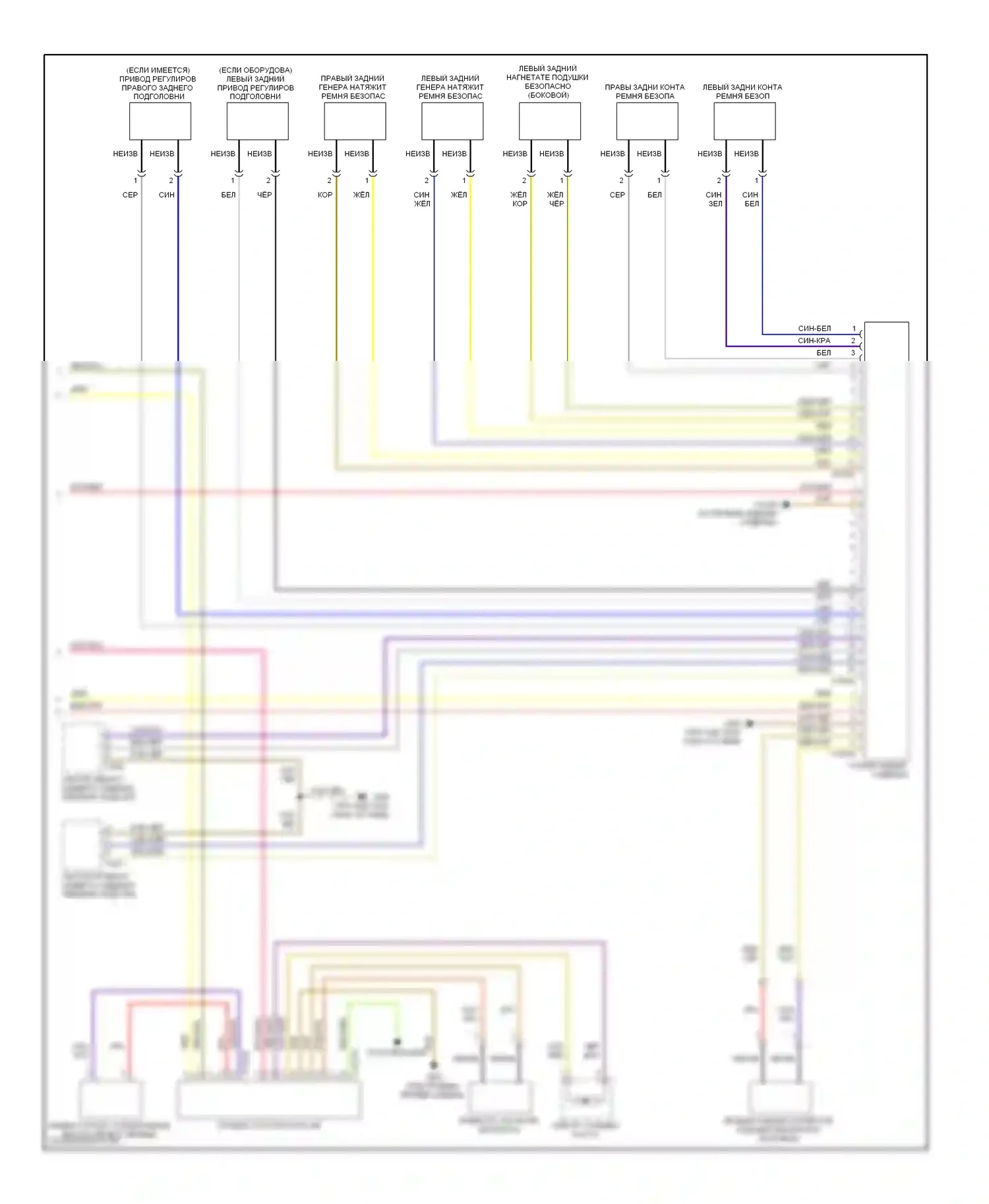 7 серия BMW E65/E66 (2001-2005): Электросхема подушек безопасности (4 из 4) 