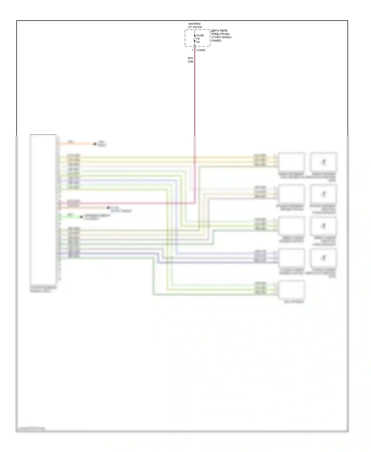 7 серия BMW E65/E66 (2001-2005): Электросхема помощников водителя с датчиками колес 