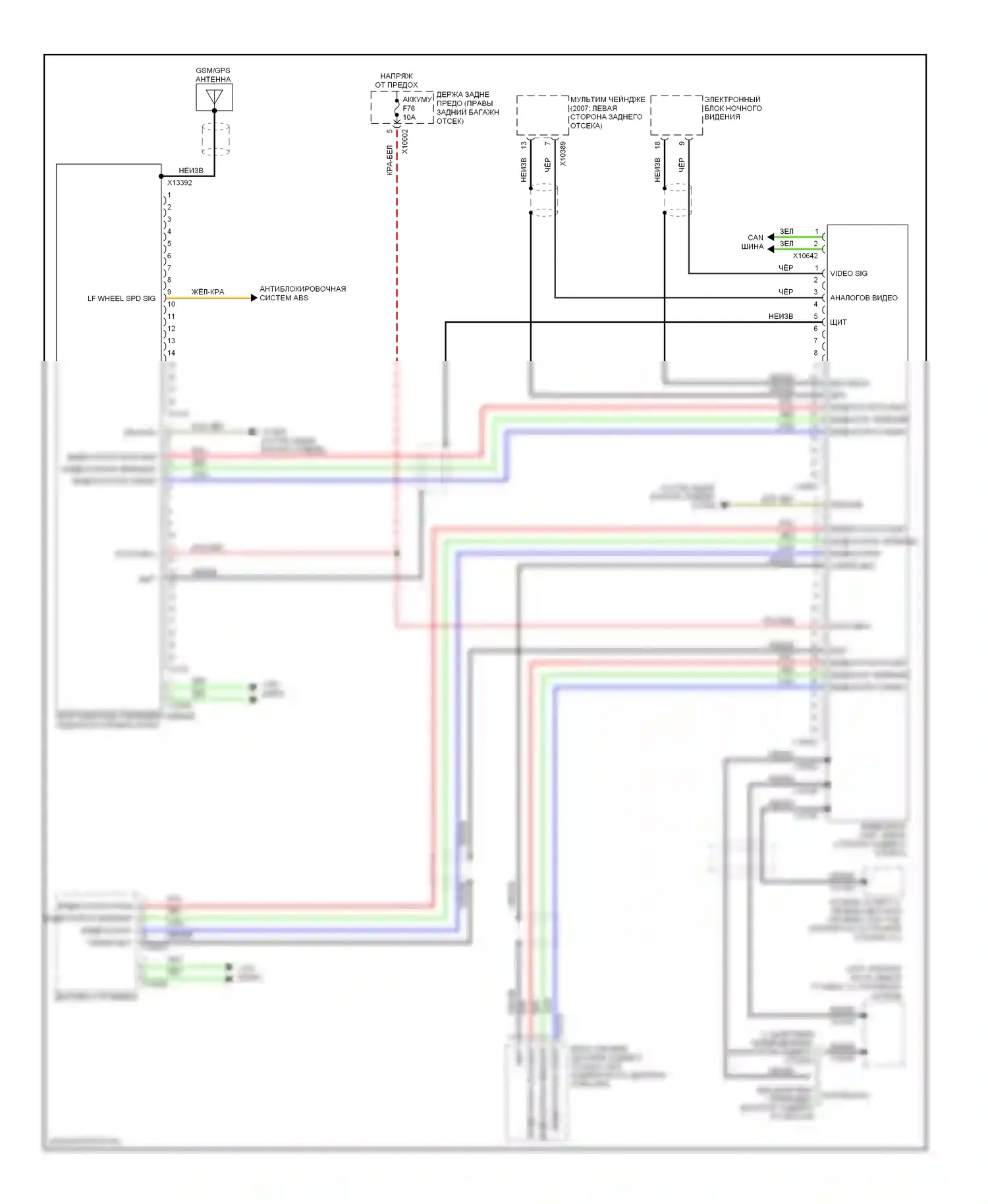 7 серия BMW E65/E66 (2001-2005): Электросхема навигации, с дисплеем заднего отсека 