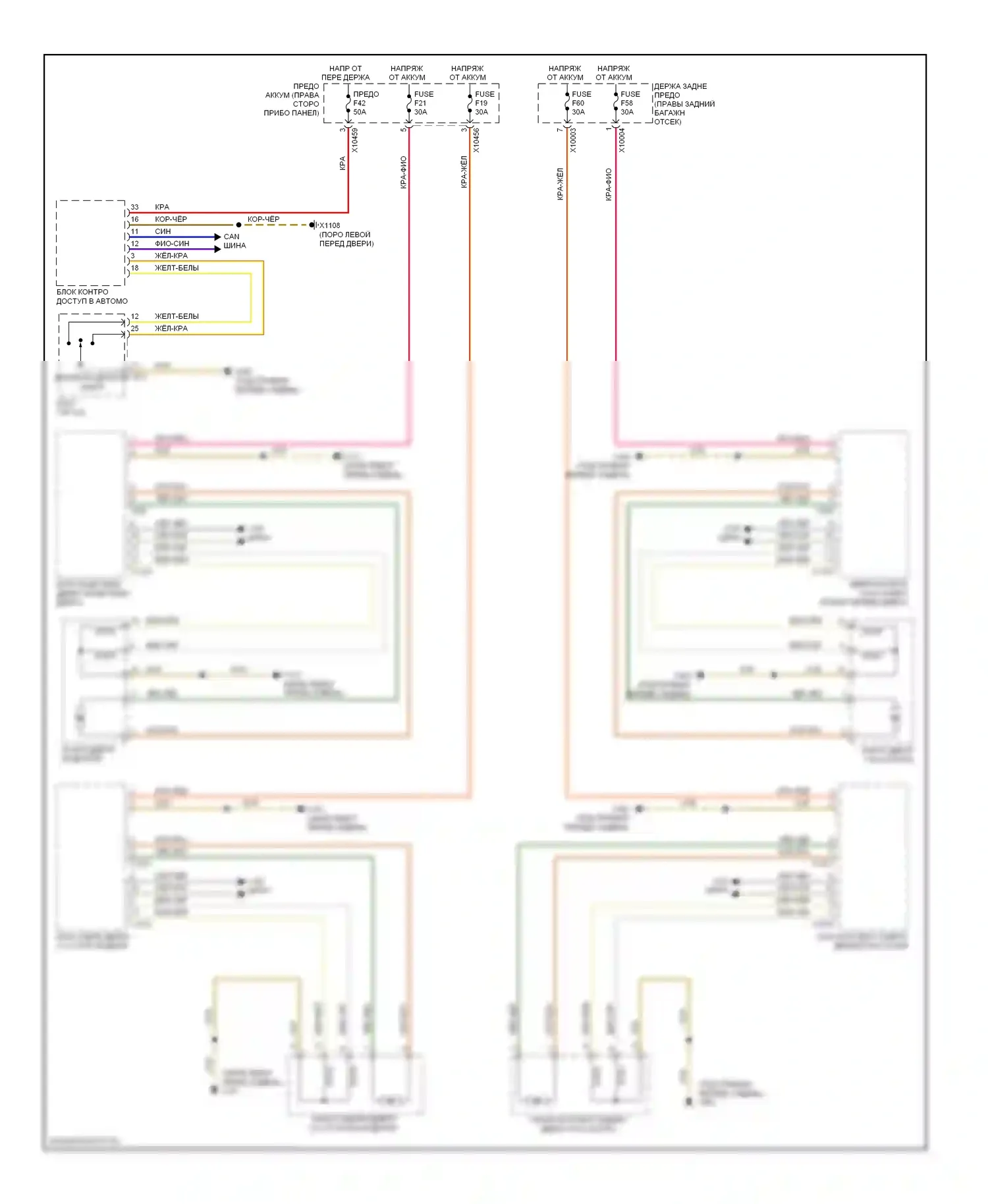 7 серия BMW E65/E66 (2001-2005): Электросхема центрального замка, с автоматическими софтклозами 
