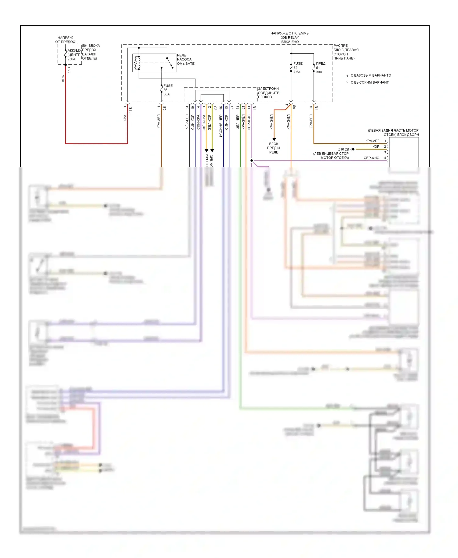 7 серия BMW F01/F02 рестайлинг (2012-2015): Дворники и омыватели электросхема 