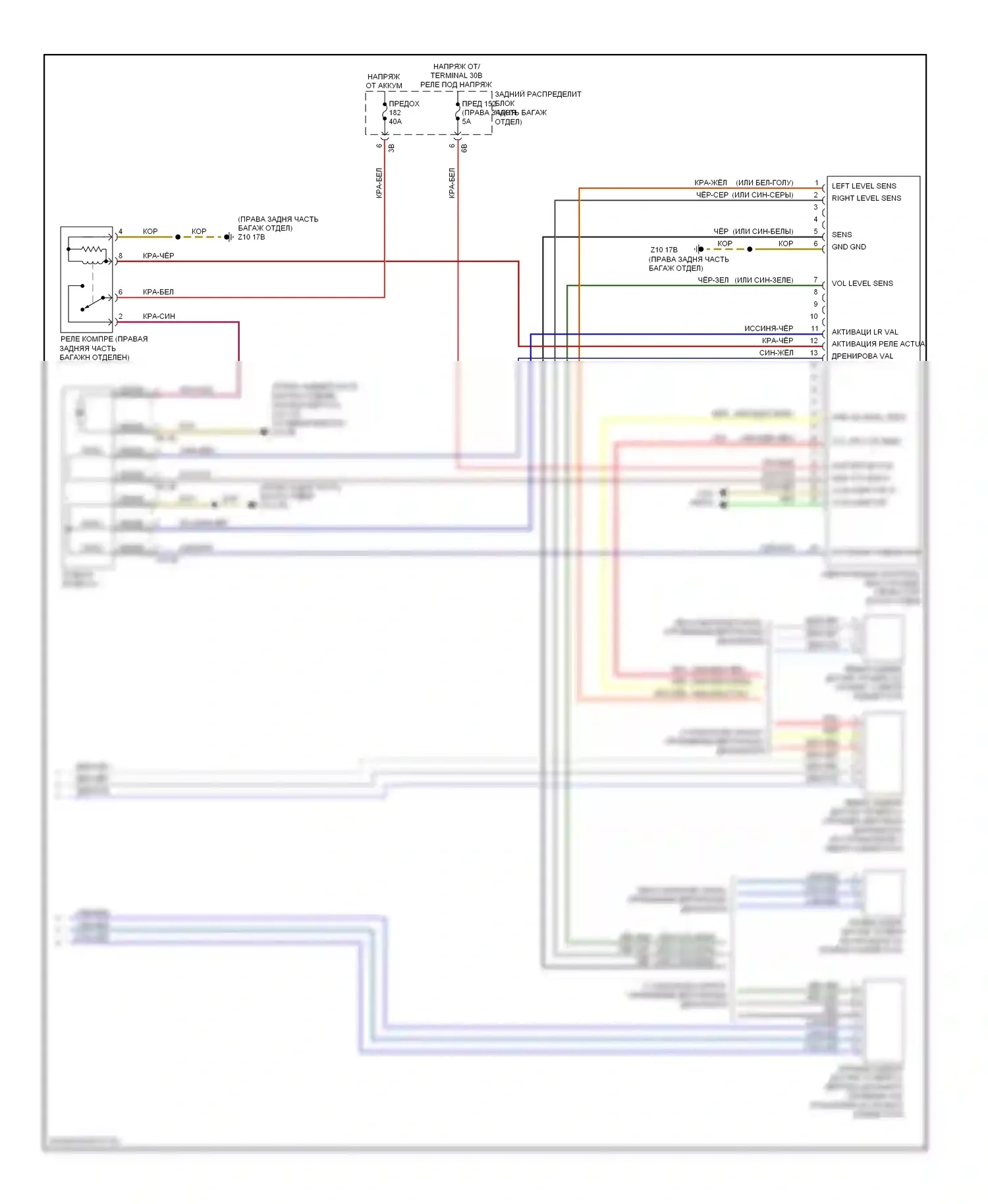 7 серия BMW F01/F02 рестайлинг (2012-2015): Электросхема пневмоподвески (2 из 2) 
