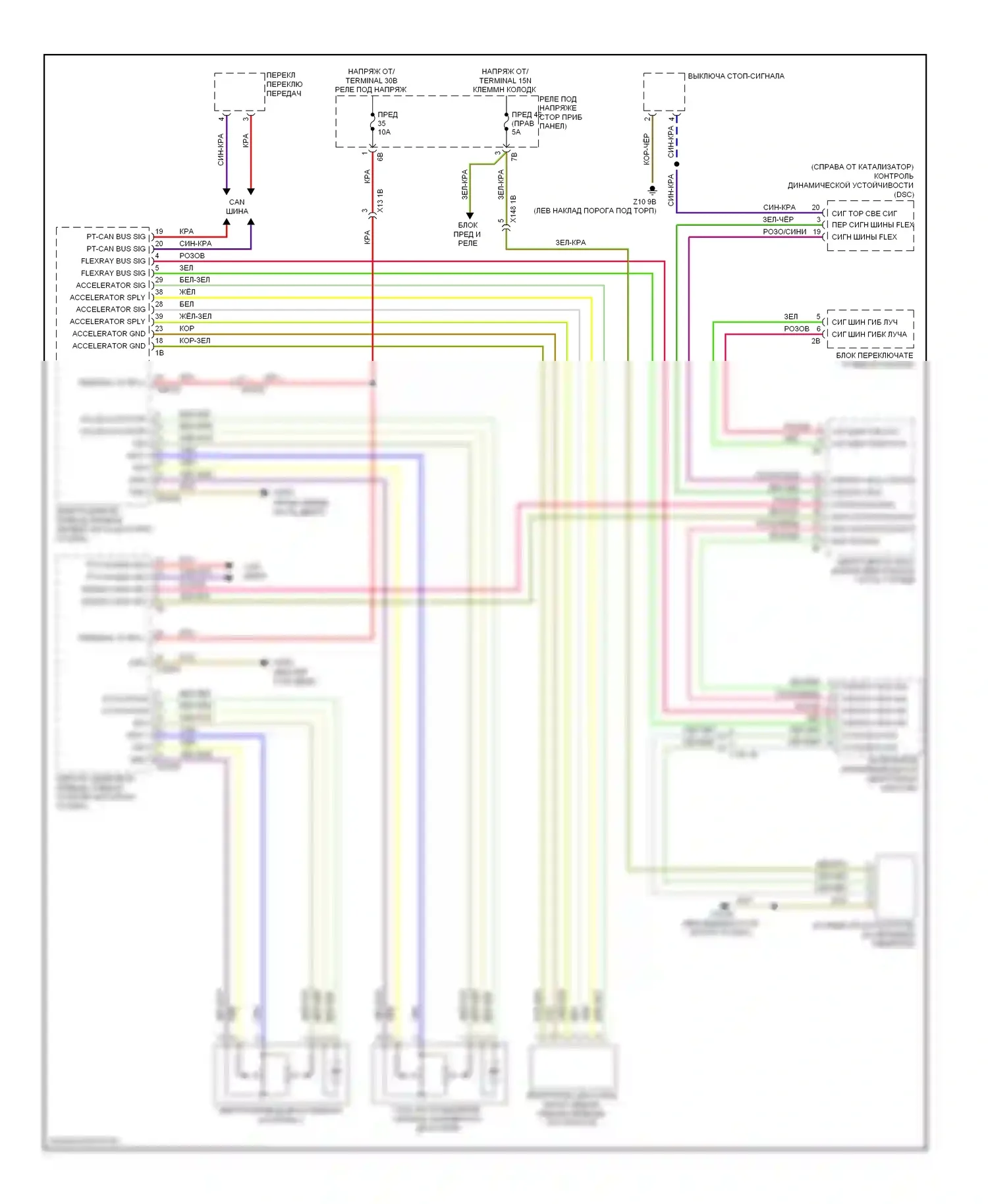 7 серия BMW F01/F02 рестайлинг (2012-2015): Электросхема круиз-контроля 