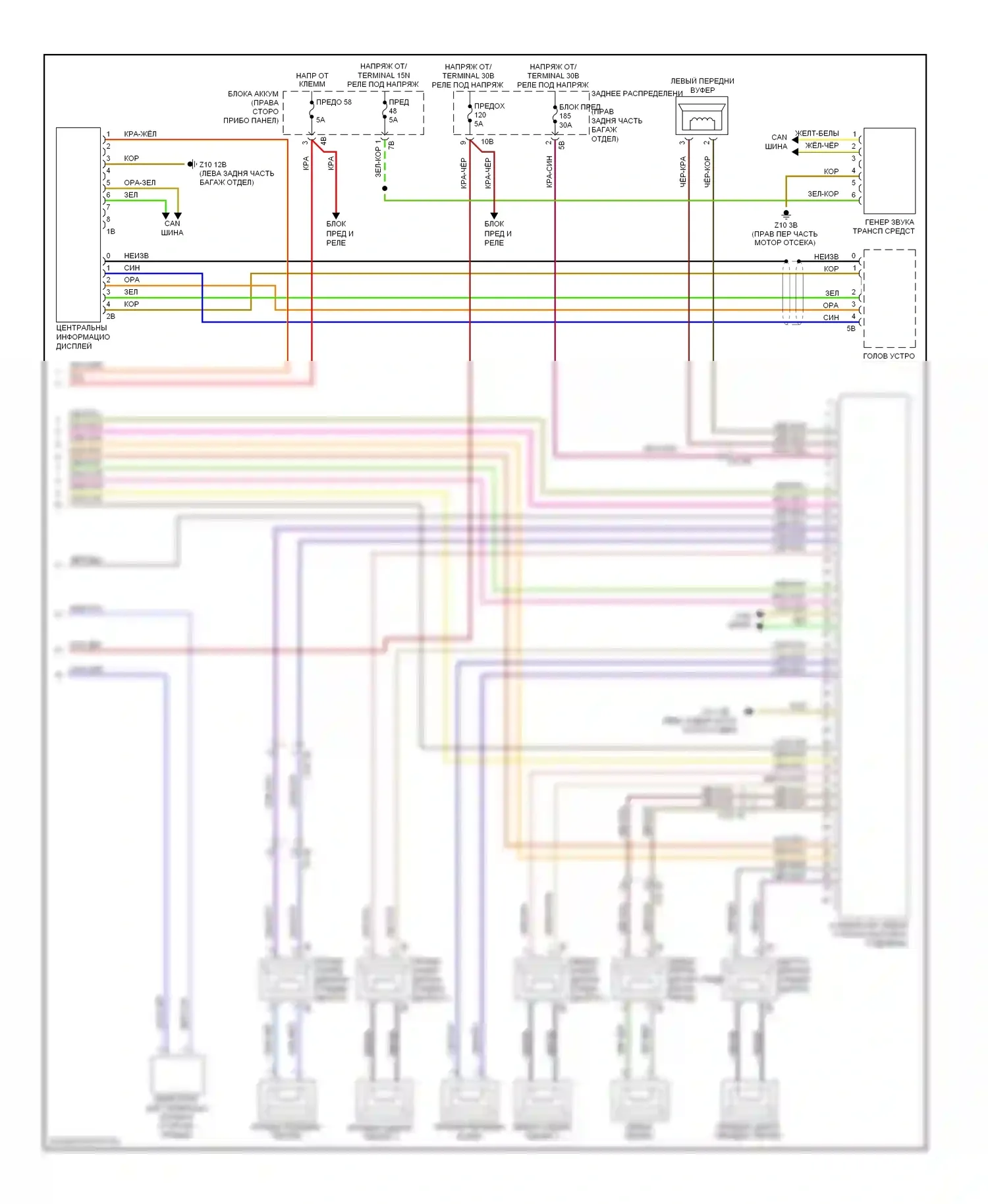 7 серия BMW F01/F02 рестайлинг (2012-2015): Электросхема магнитолы hifi, базовая (2 из 2) 