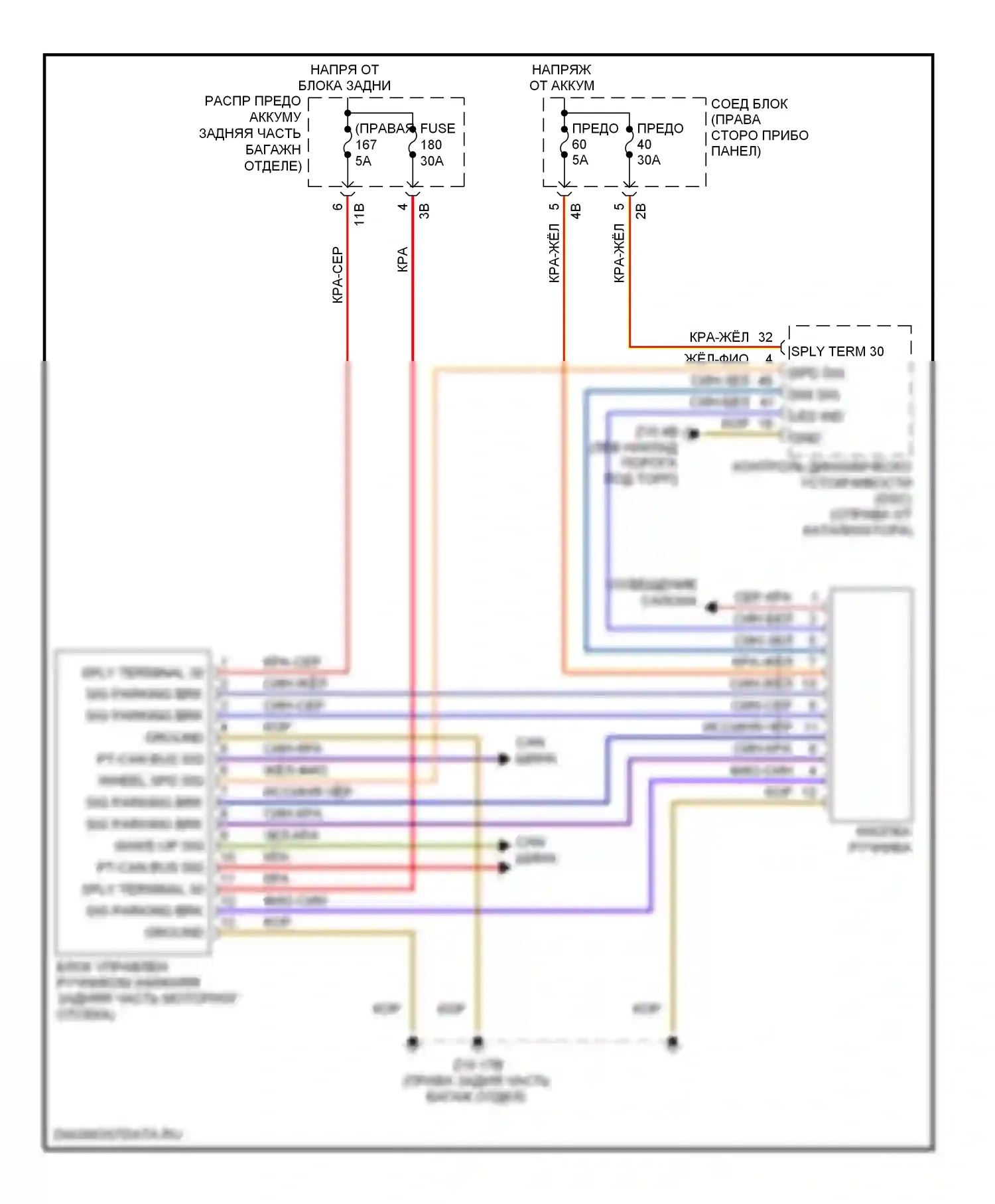 7 серия BMW F01/F02 (2008-2012): Электросхема блокировки селектора 