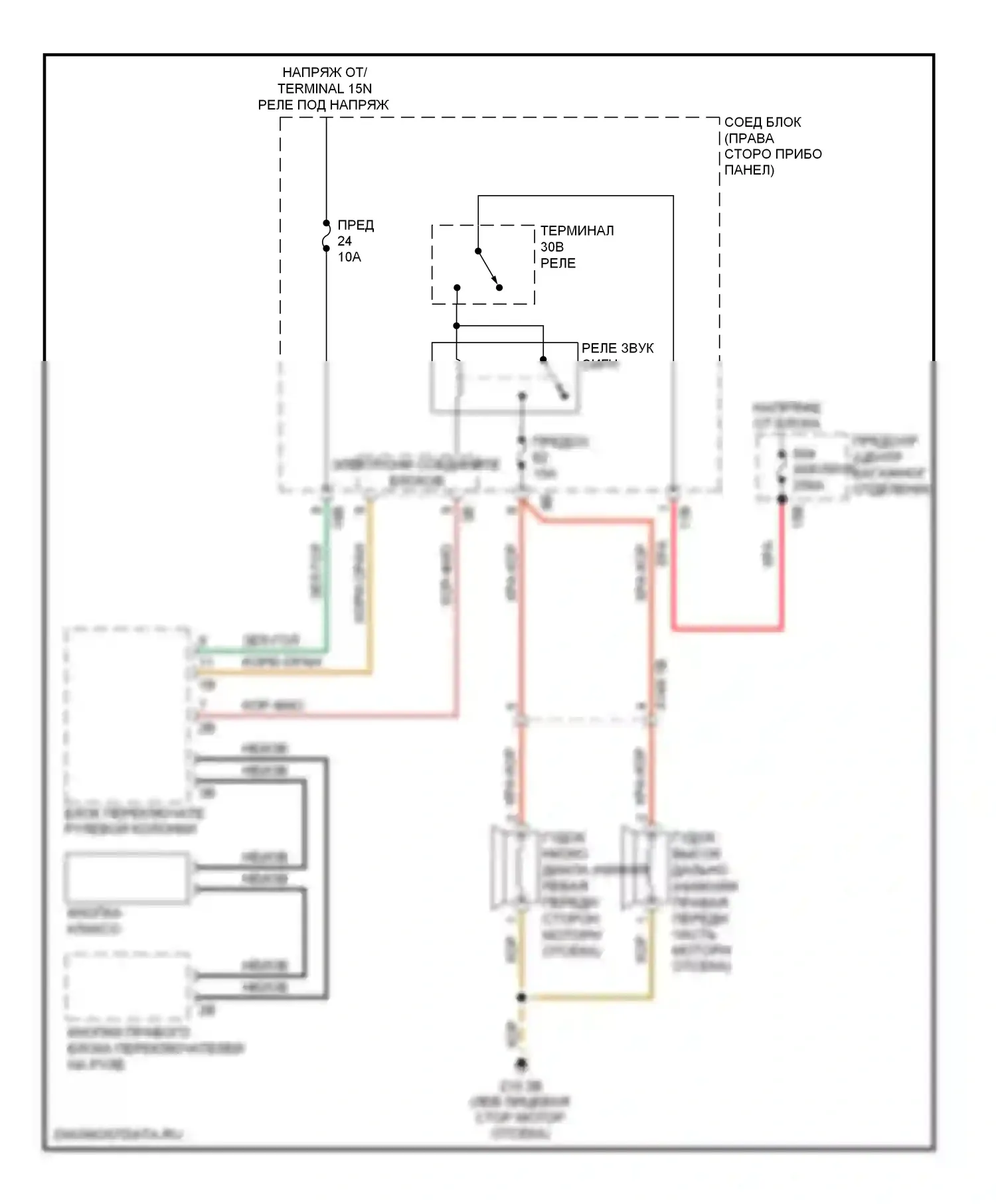 7 серия BMW F01/F02 (2008-2012): Электросхема клаксона 