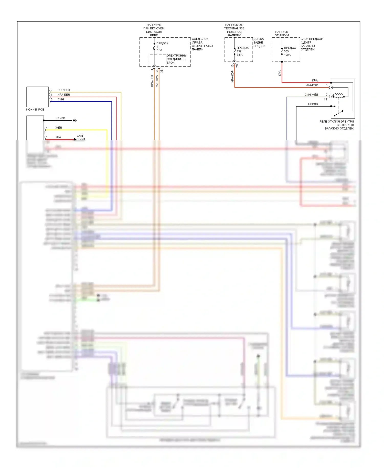 7 серия BMW F01/F02 (2008-2012): Электросхема климат контроля, без заднего автоматического климат-контроля (1 из 3) 