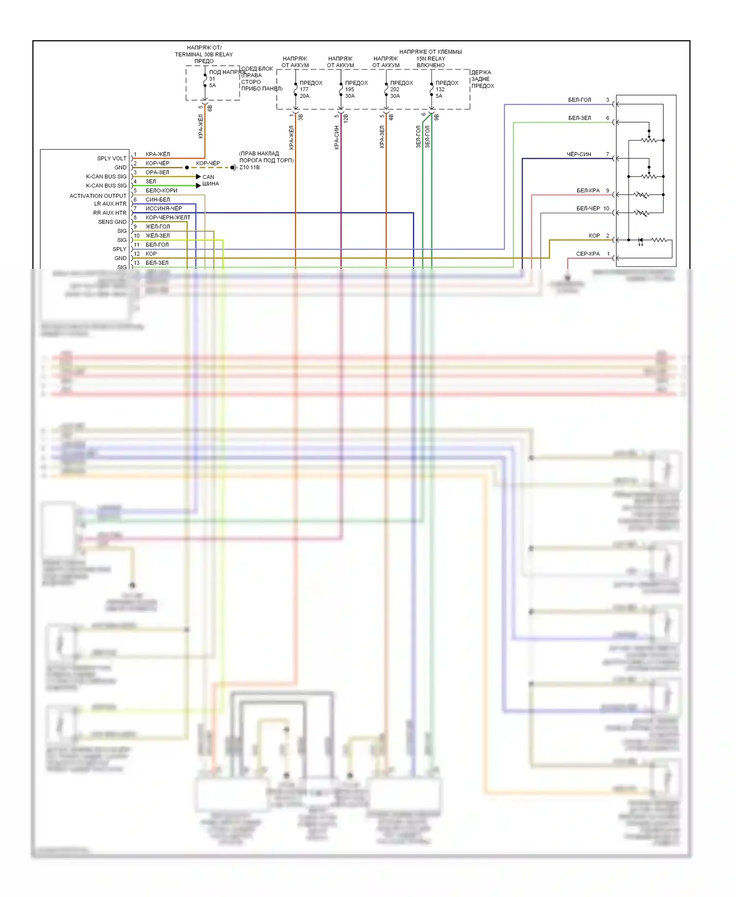 7 серия BMW F01/F02 (2008-2012): Электросхема климат контроля, с задним автоматическим климат-контролем (3 из 4) 