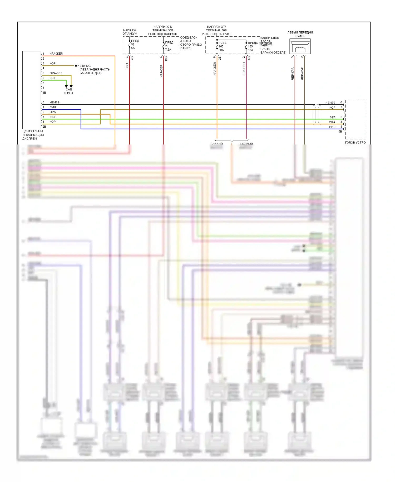 7 серия BMW F01/F02 (2008-2012): Hifi электросхема магнитолы, высокая (2 из 2) 