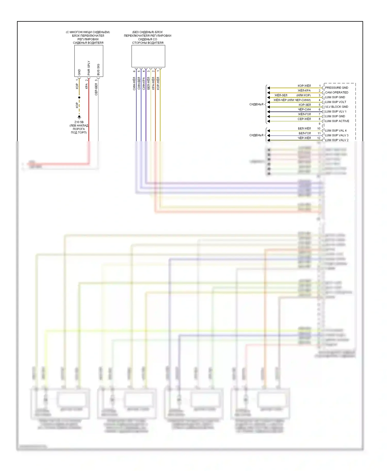 7 серия BMW F01/F02 (2008-2012): Электросхема сиденья памяти водителя (2 из 2) 