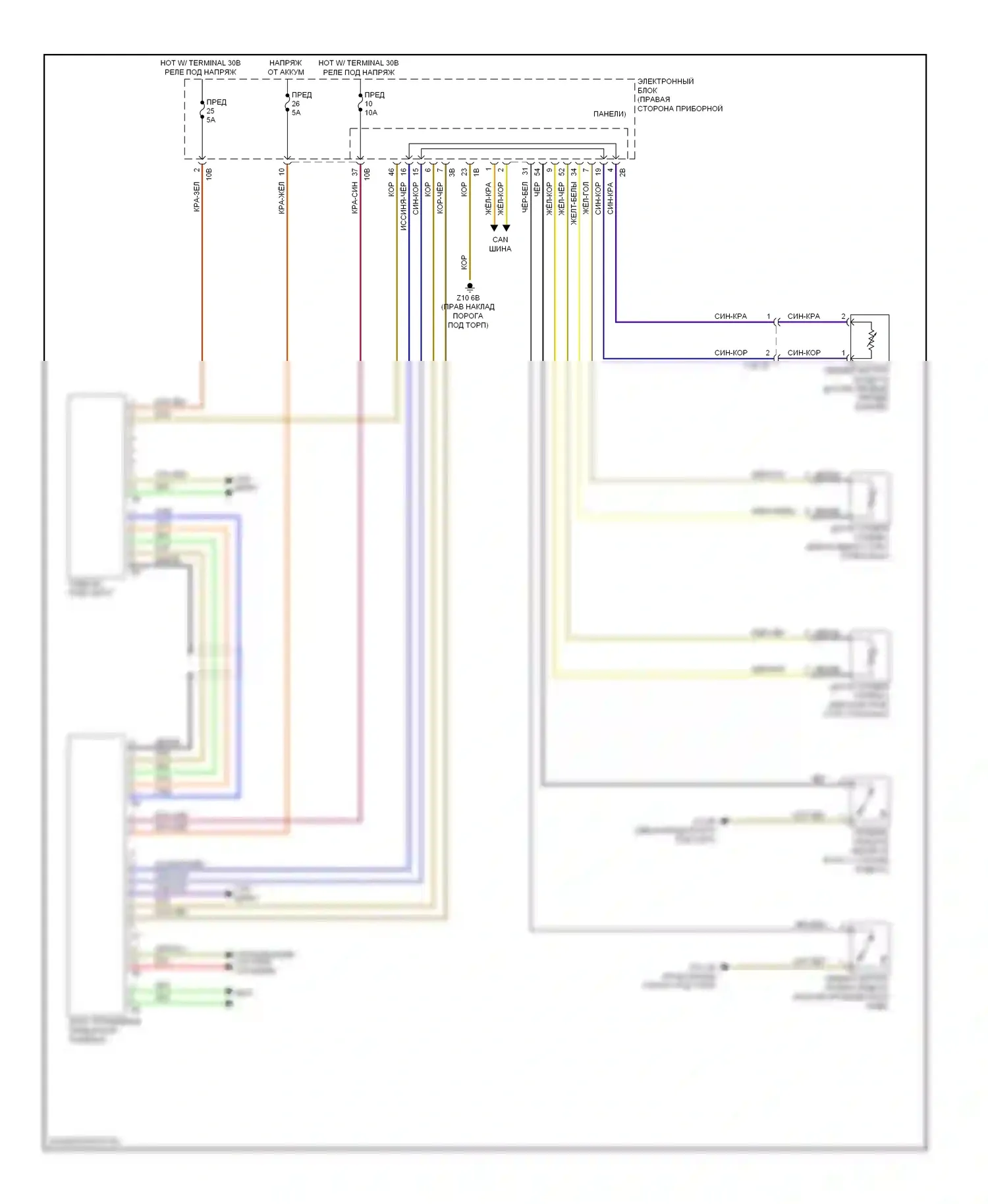 7 серия BMW F01/F02 (2008-2012): Электросхема приборной панели 