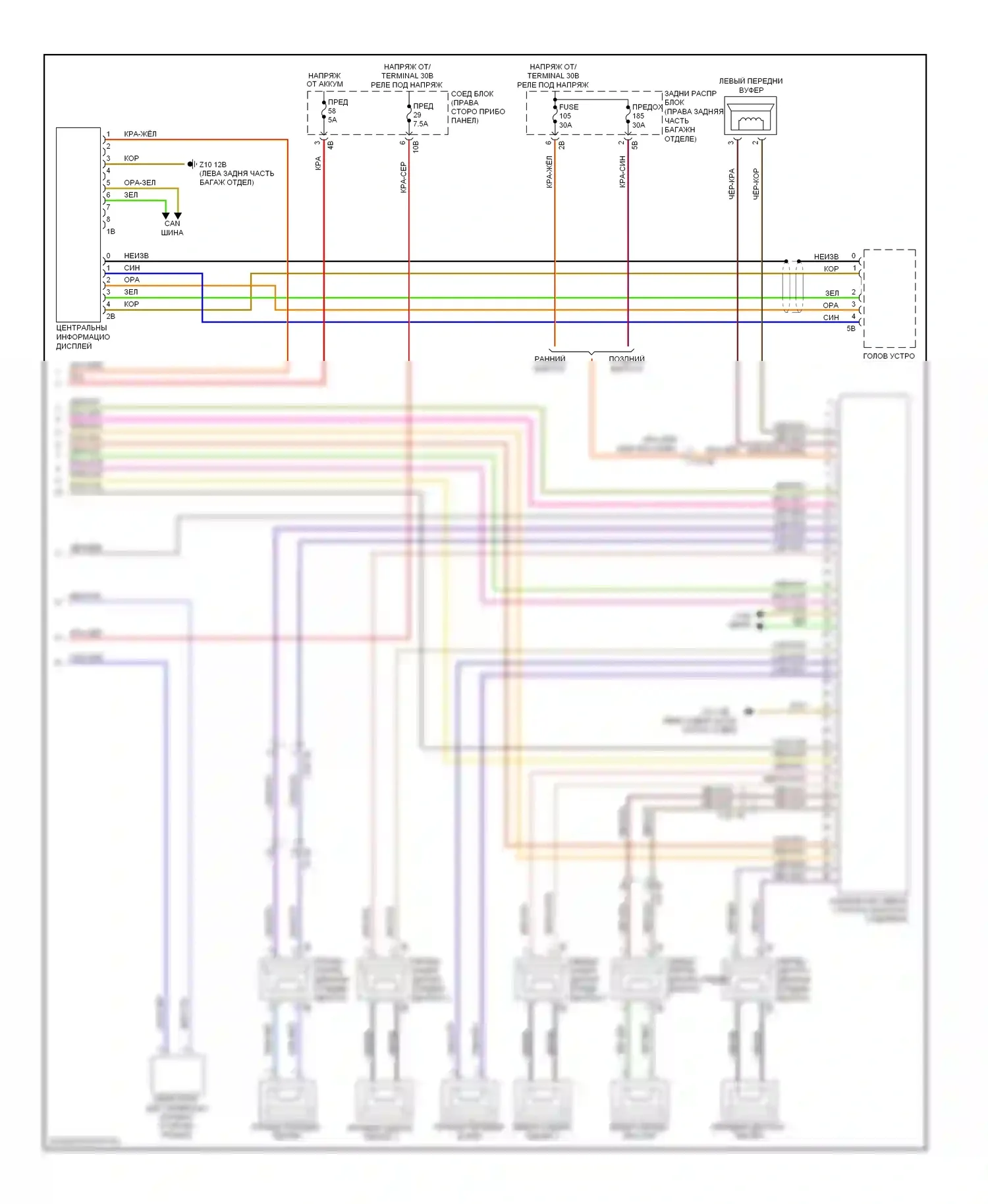 7 серия BMW F01/F02 (2008-2012): Электросхема навигации, базовая (2 из 2) 