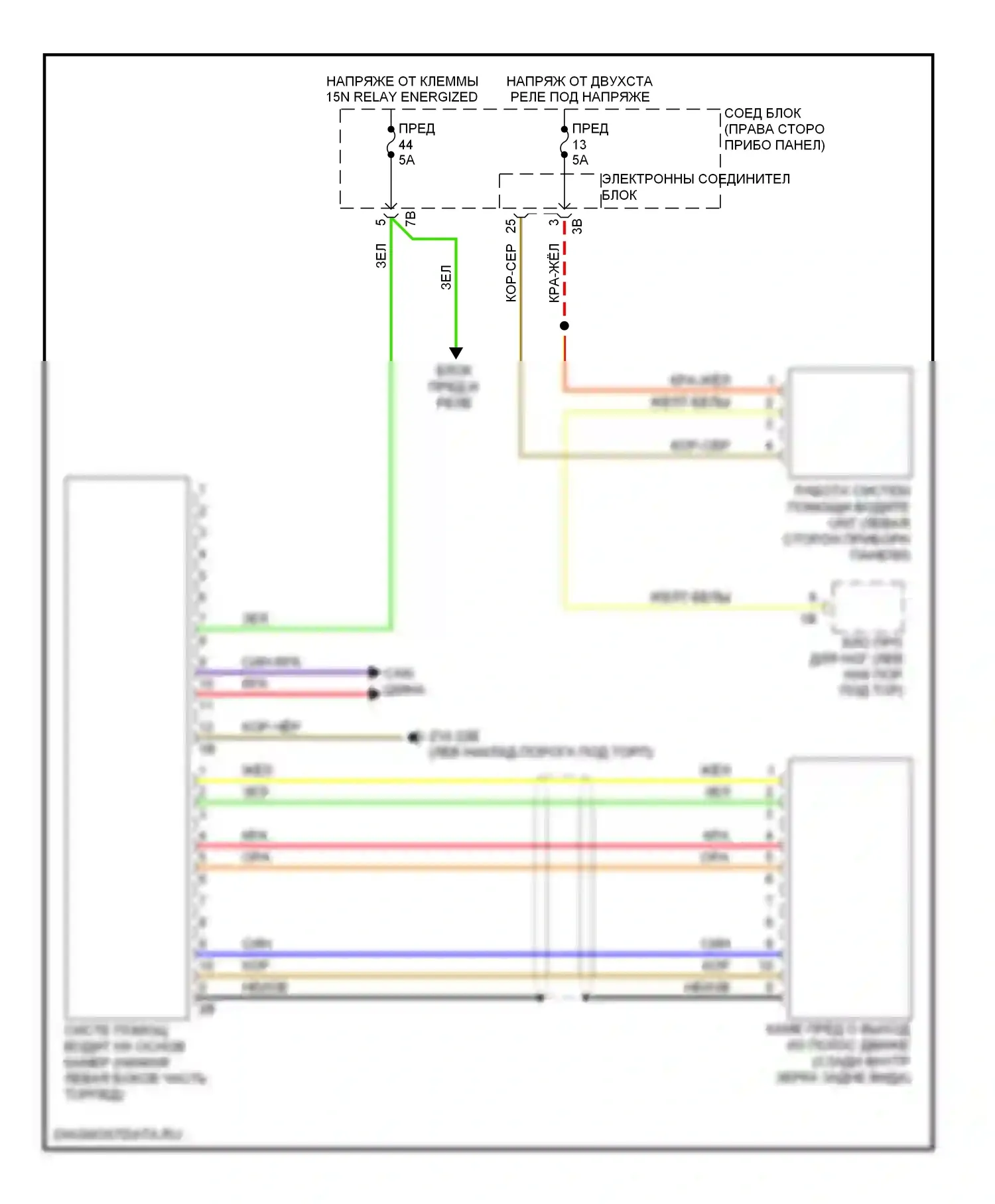 7 серия BMW F01/F02 (2008-2012): Электросхема предупреждения о выезде с полосы движения, с камерой 