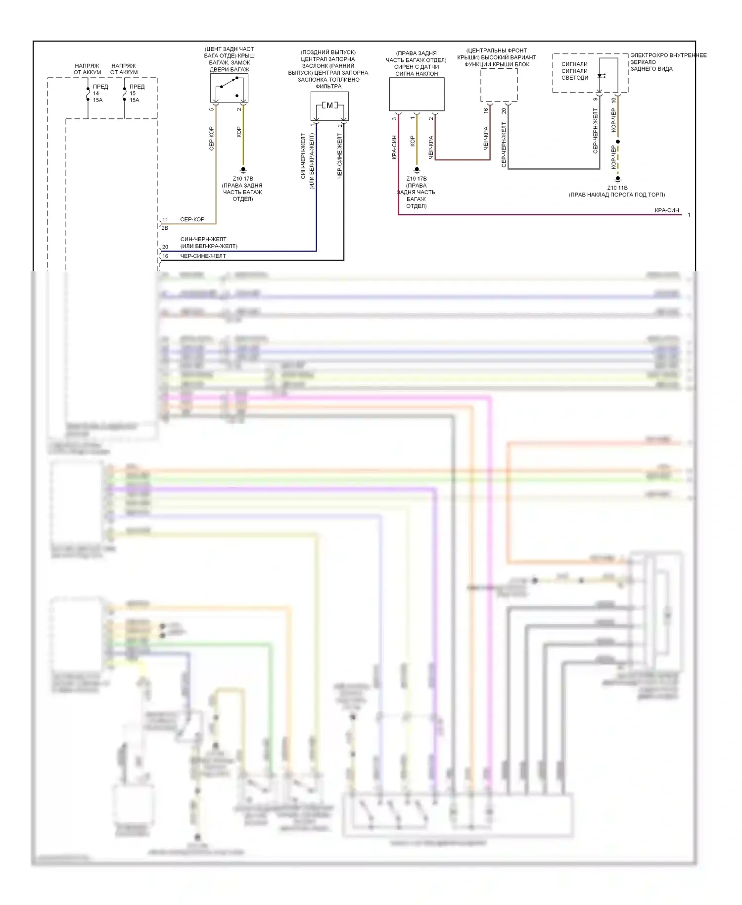 7 серия BMW F01/F02 (2008-2012): Электросхема центрального замка (1 из 2) 