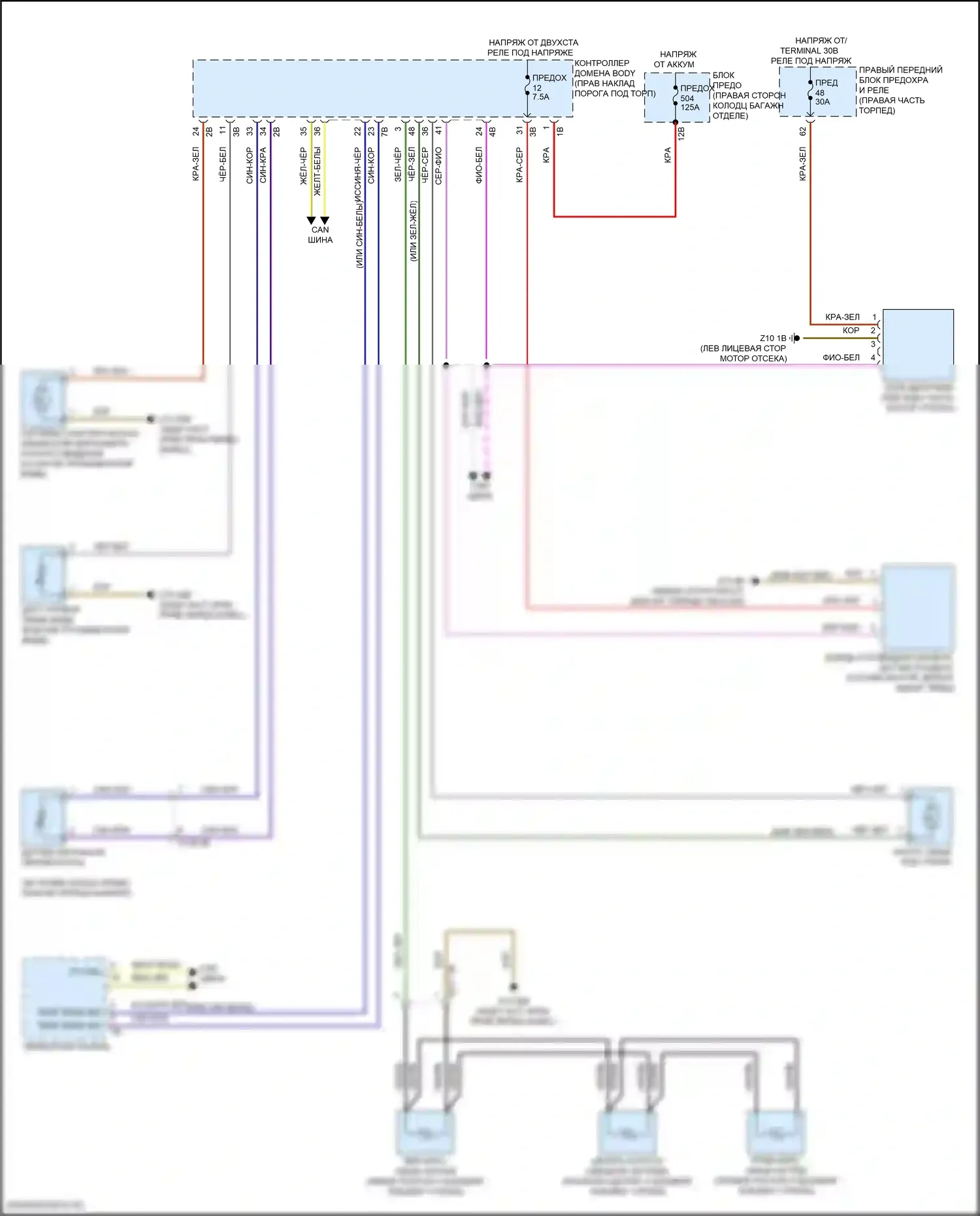 7 серия BMW G11/G12 рестайлинг (2019-2023): Дворники и омыватели электросхема 