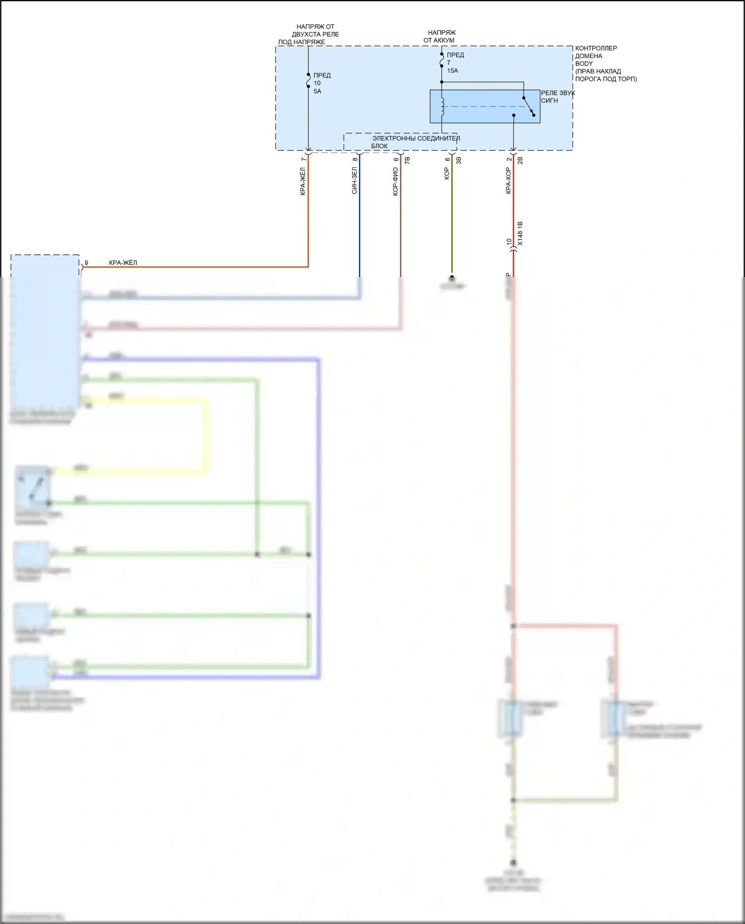 7 серия BMW G11/G12 рестайлинг (2019-2023): Электросхема клаксона 
