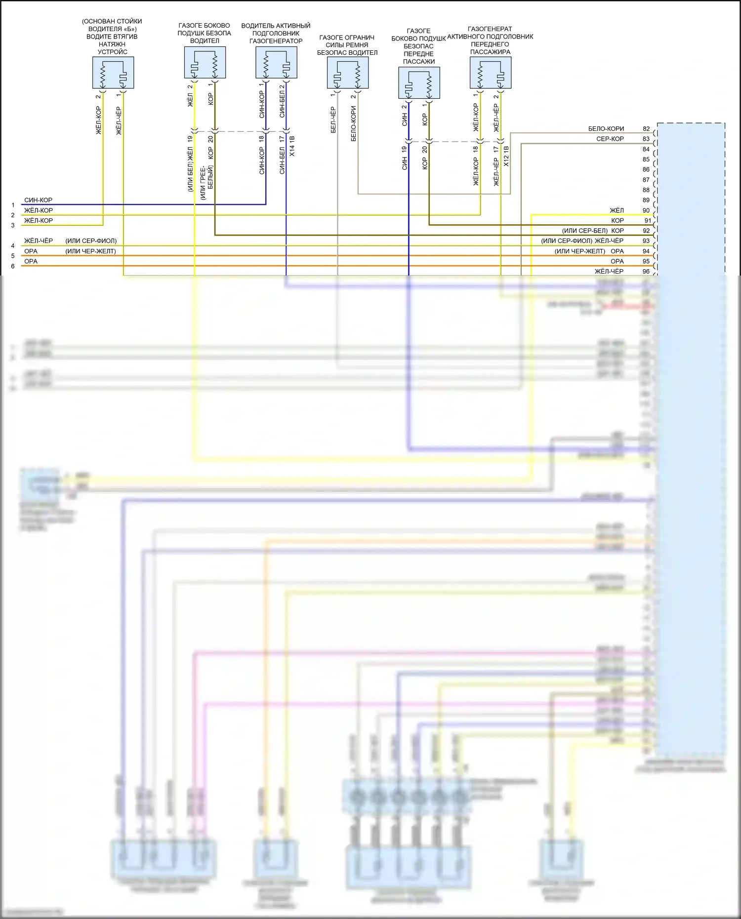 7 серия BMW G11/G12 рестайлинг (2019-2023): Электросхема подушек безопасности (4 из 4) 