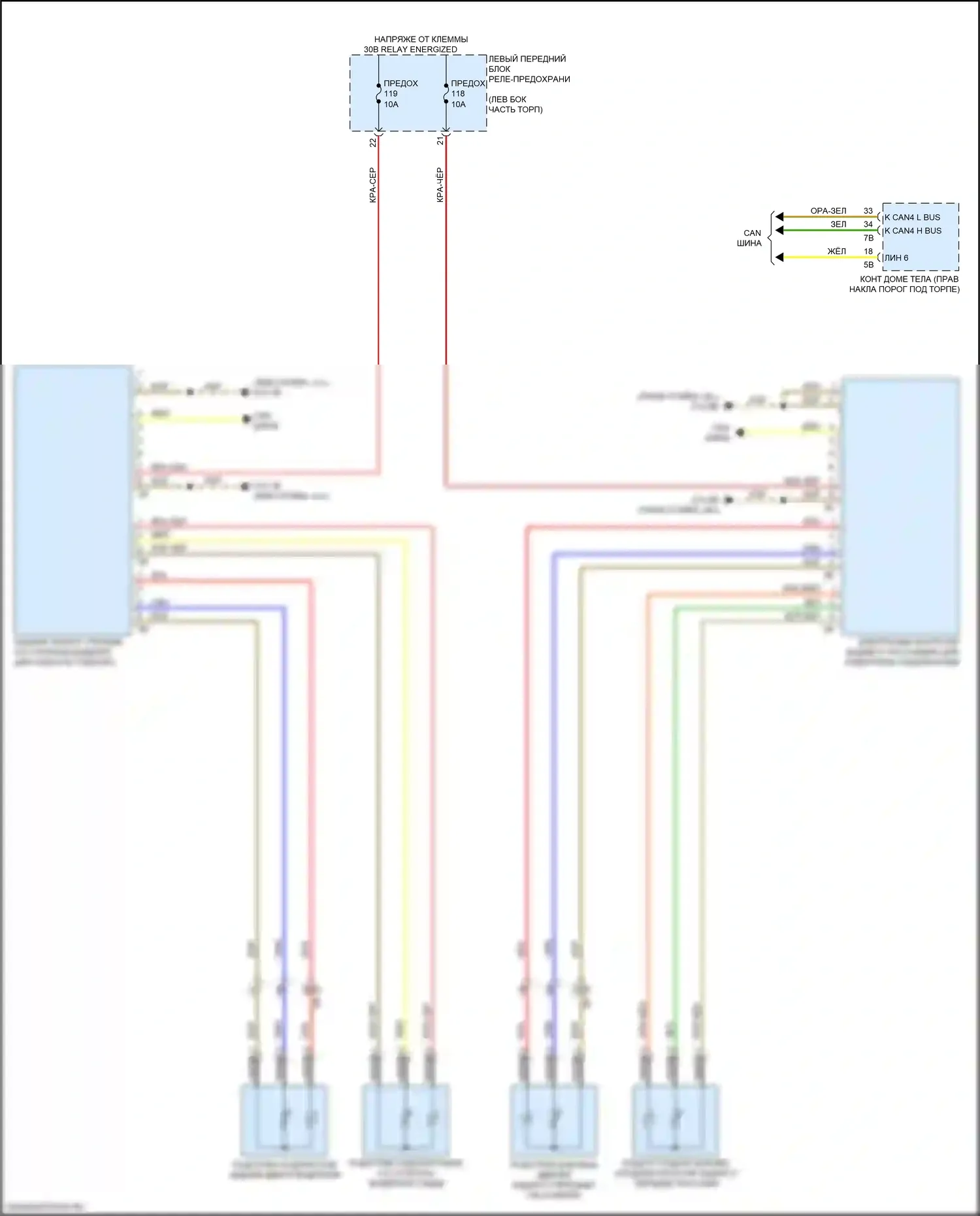 7 серия BMW G11/G12 рестайлинг (2019-2023): Электросхема подогрева заднего подлокотника 