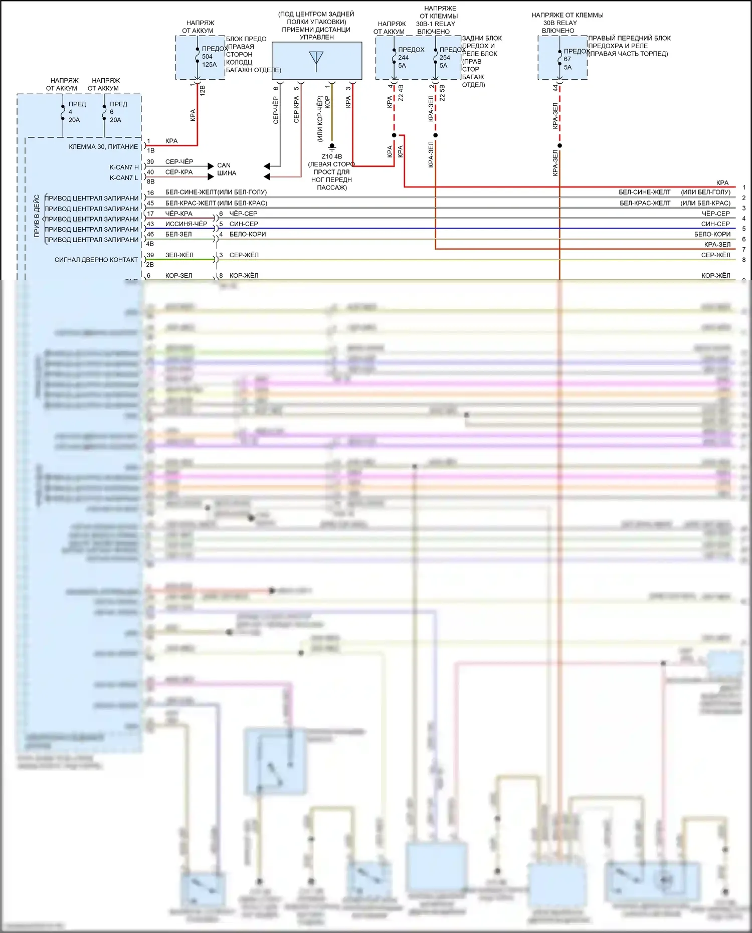 7 серия BMW G11/G12 рестайлинг (2019-2023): Электросхема сигнализации и центрального запирания (1 из 4) 