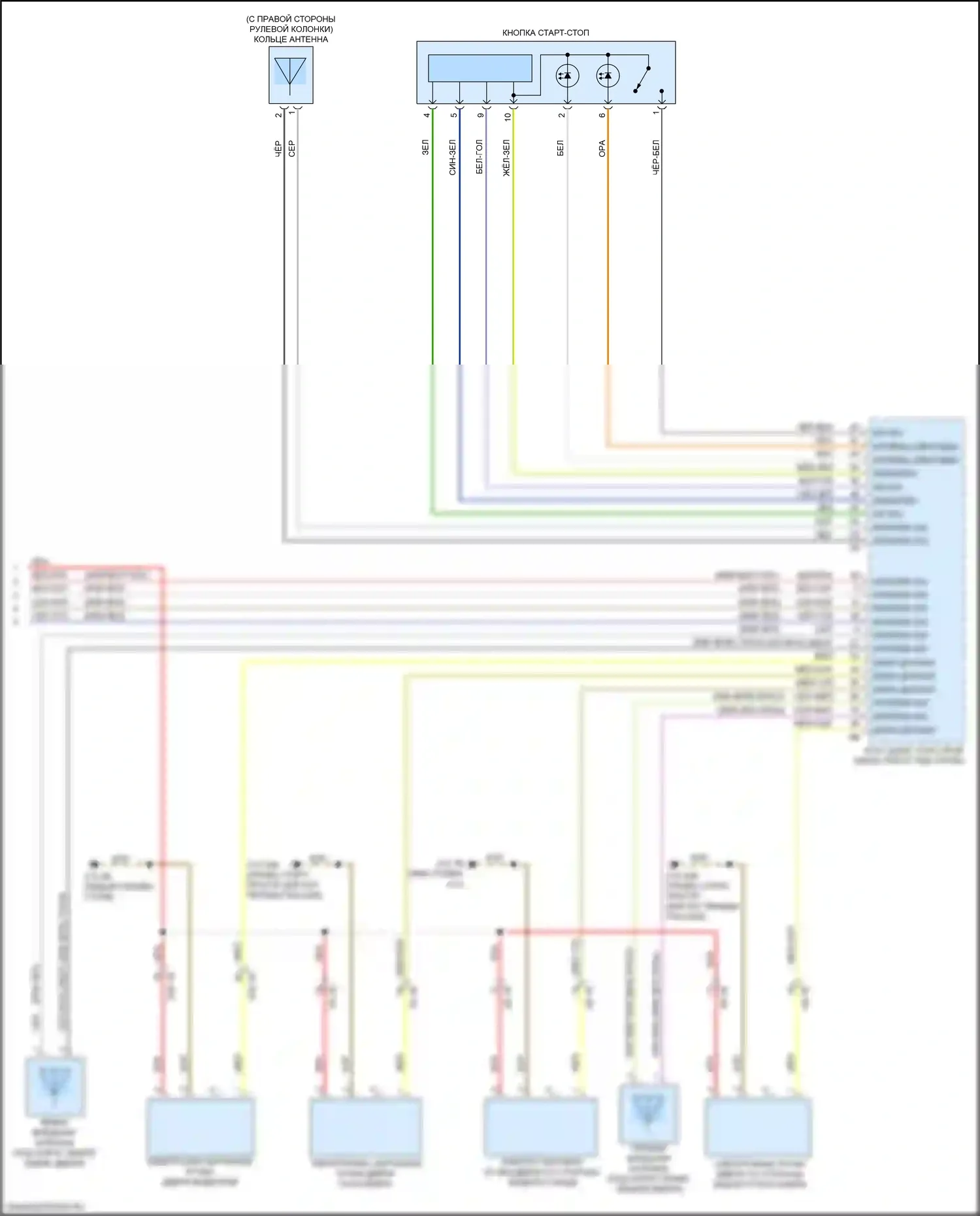 7 серия BMW G11/G12 рестайлинг (2019-2023): Электросхема системы бесключевого доступа (2 из 2) 