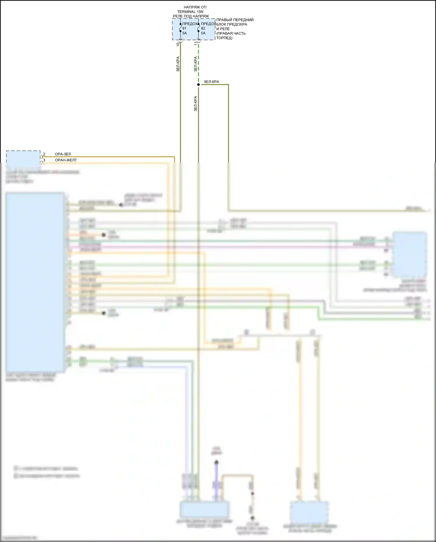 7 серия BMW G11/G12 рестайлинг (2019-2023): Электросхема контроля в слепой зоне с передним и задним радарными датчиками (1 из 2) 