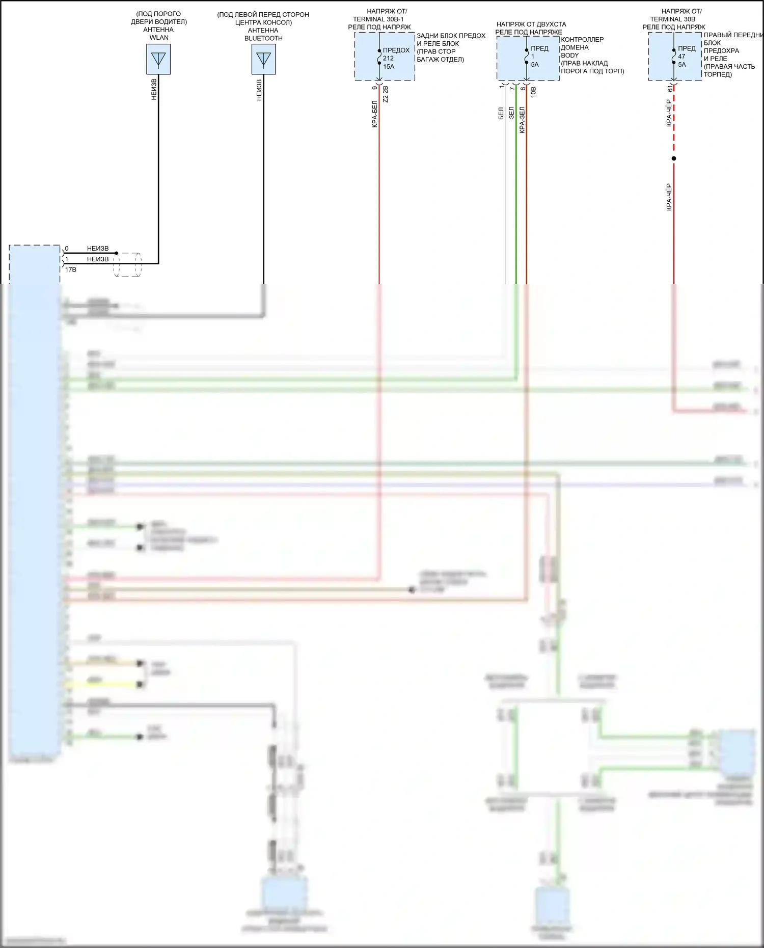 7 серия BMW G11/G12 рестайлинг (2019-2023): Электросхема навигации, средний уровень с аудиоблоком приемника (1 из 5) 