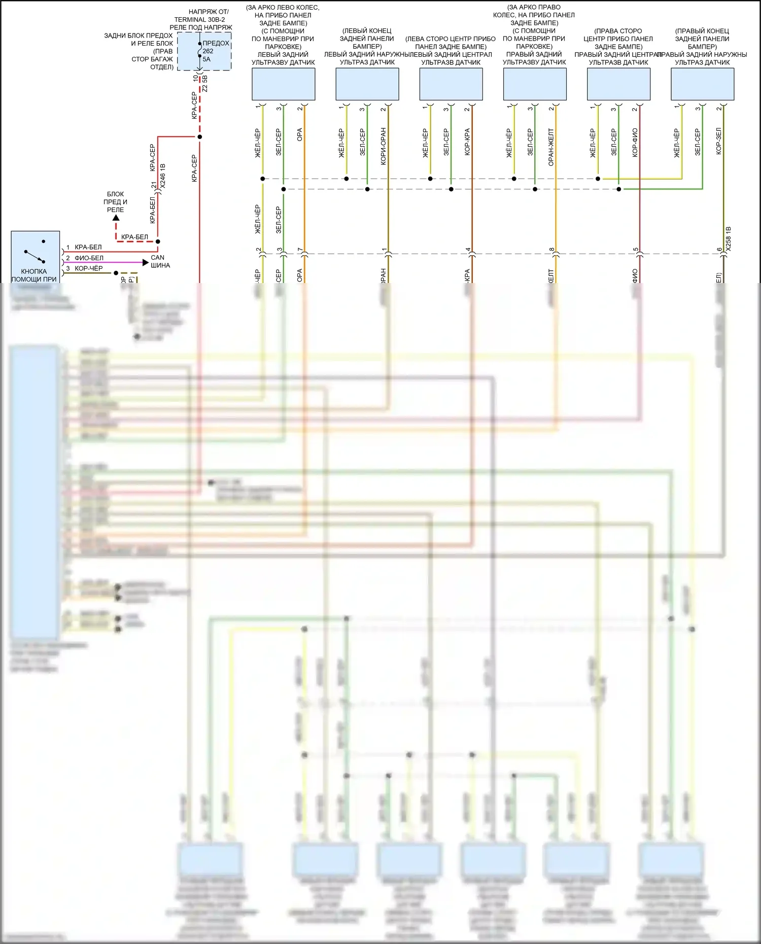 7 серия BMW G11/G12 рестайлинг (2019-2023): Электросхема парктроника 
