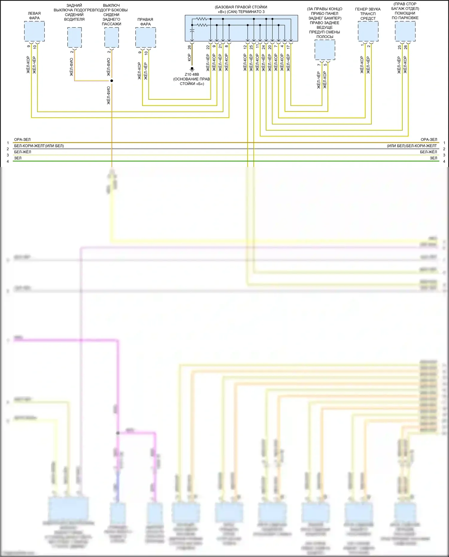 7 серия BMW G11/G12 (2015-2019): Электросхема шины высокого/низкого уровня (4 из 8) 