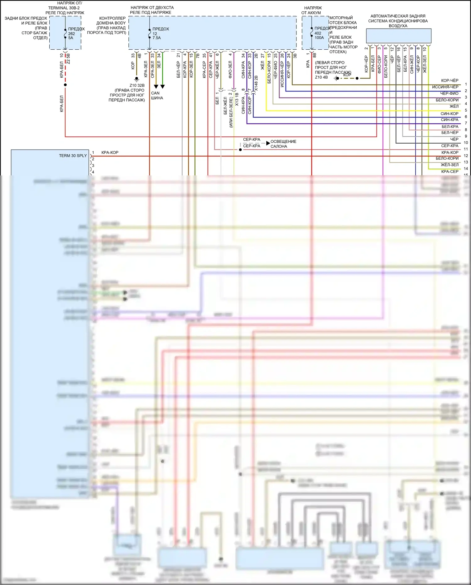7 серия BMW G11/G12 (2015-2019): Электросхема климат контроля, с задним автоматическим климат-контролем (1 из 4) 