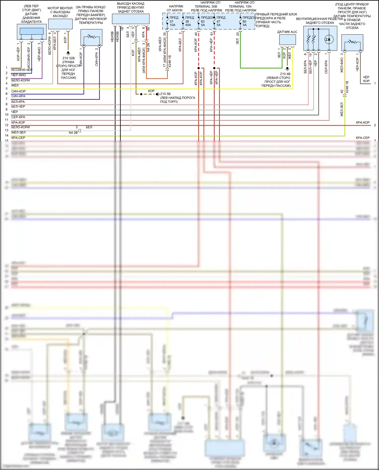 7 серия BMW G11/G12 (2015-2019): Электросхема климат контроля, с задним автоматическим климат-контролем (2 из 4) 