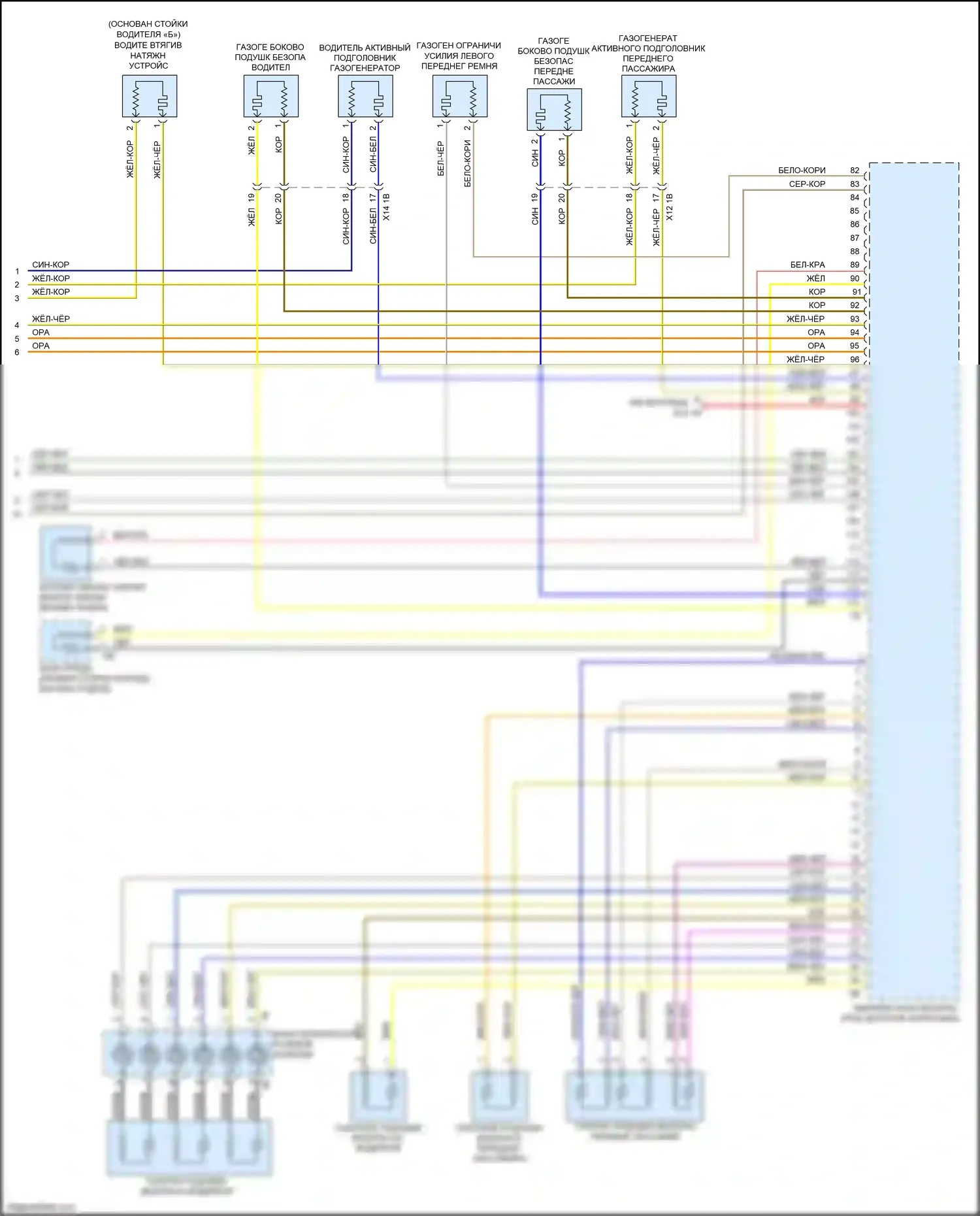 7 серия BMW G11/G12 (2015-2019): Электросхема подушек безопасности (4 из 4) 