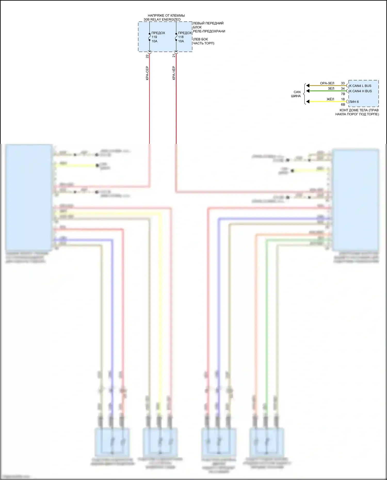 7 серия BMW G11/G12 (2015-2019): Электросхема подогрева заднего подлокотника 