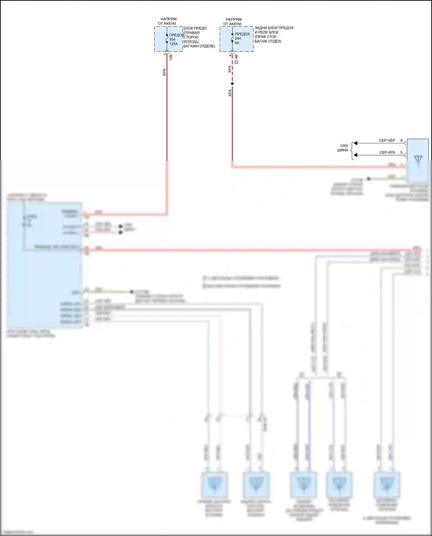 7 серия BMW G11/G12 (2015-2019): Электросхема системы бесключевого доступа (1 из 2) 