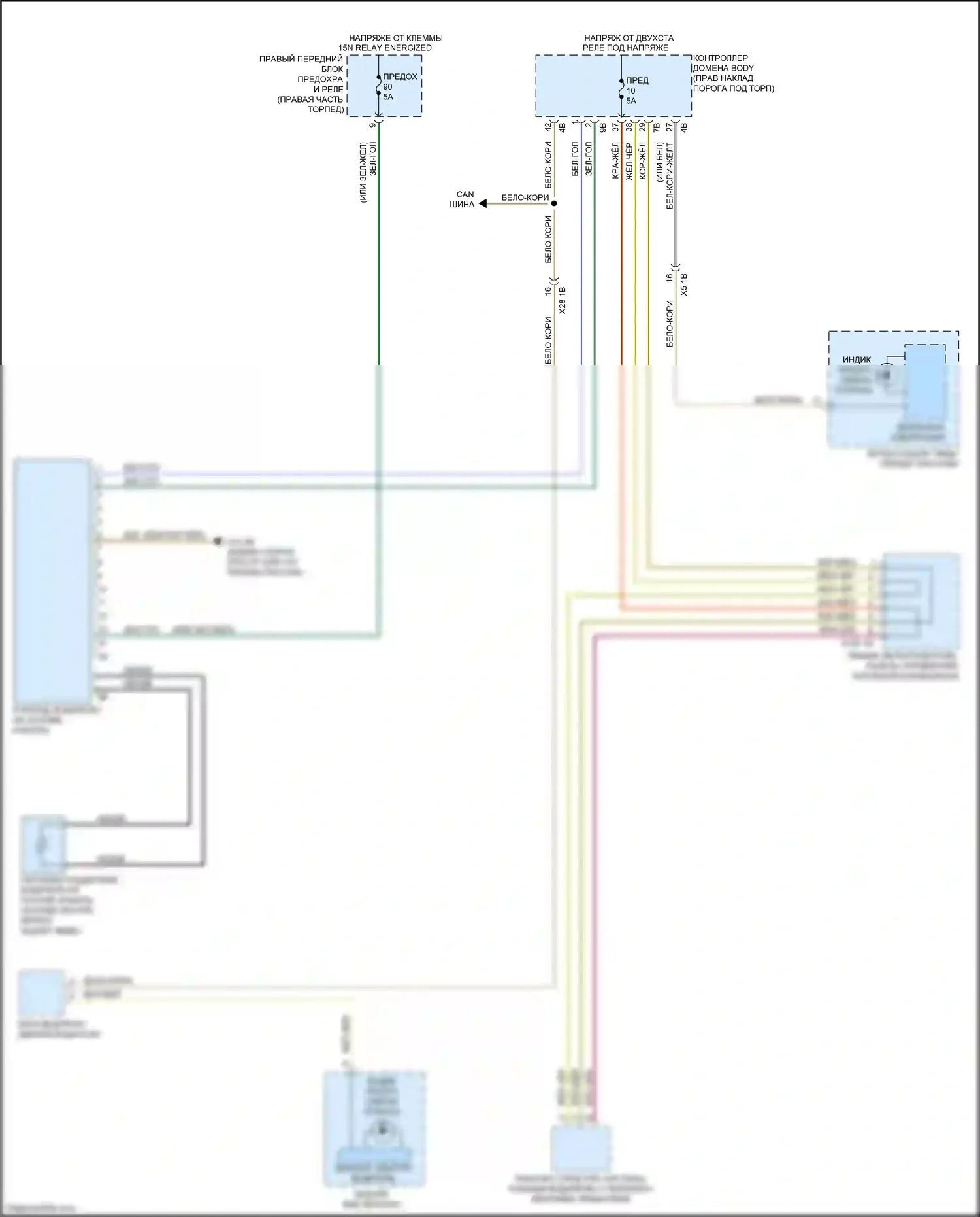 7 серия BMW G11/G12 (2015-2019): Электросхема предупреждения о выезде с полосы движения, с камерой 