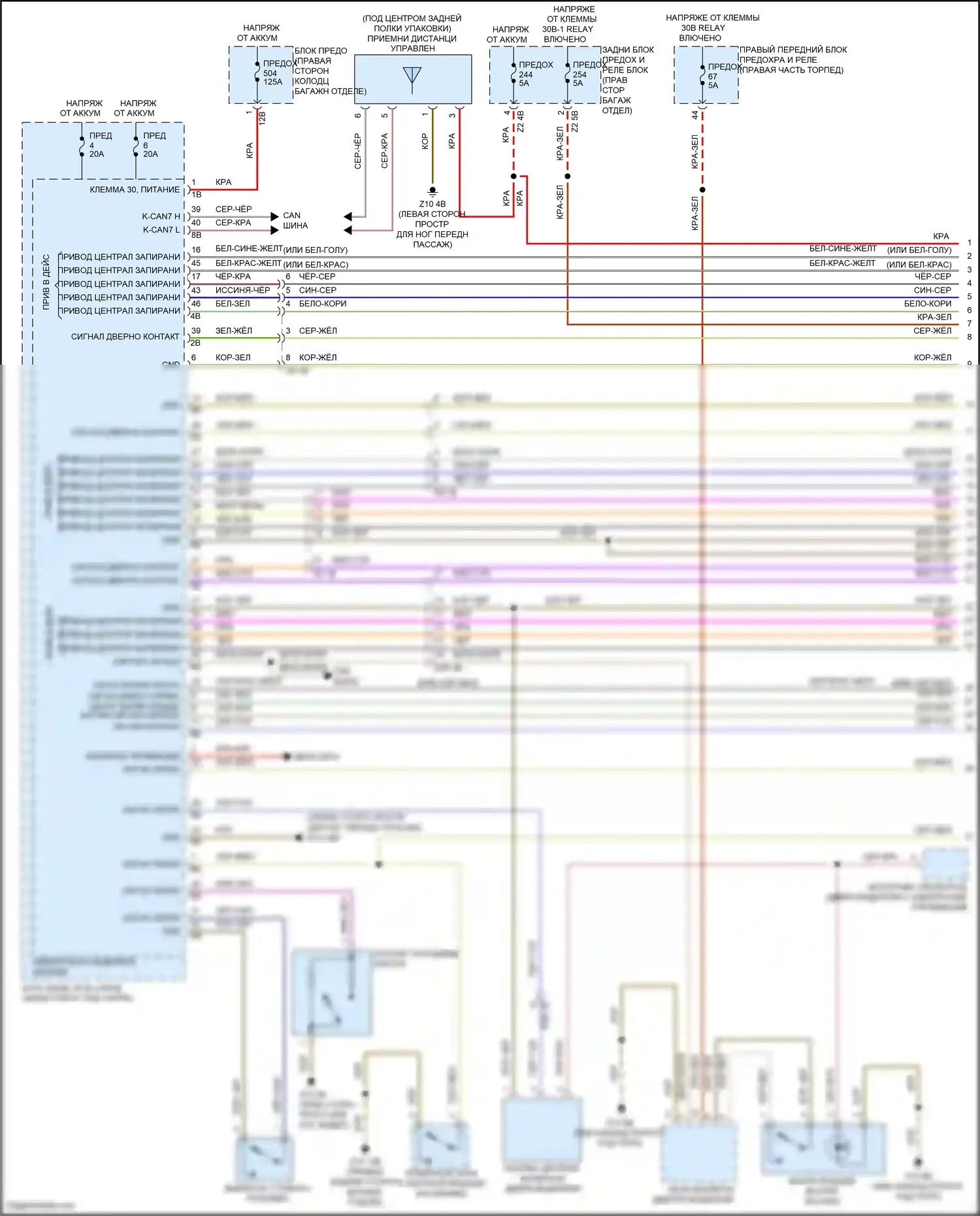 7 серия BMW G11/G12 (2015-2019): Электросхема центрального замка (1 из 4) 