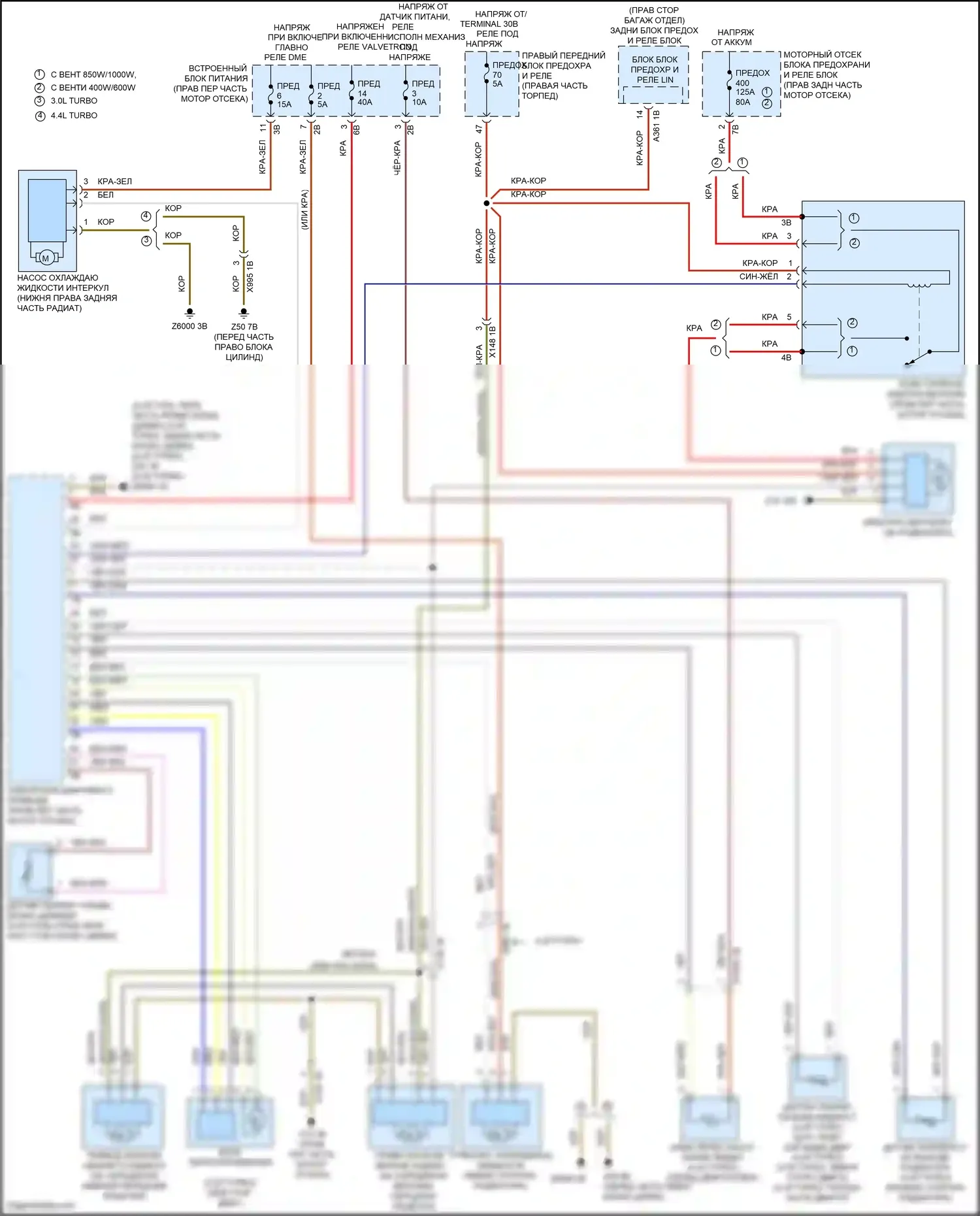 7 серия BMW G11/G12 (2015-2019): Электросхема вентилятора охлаждения 