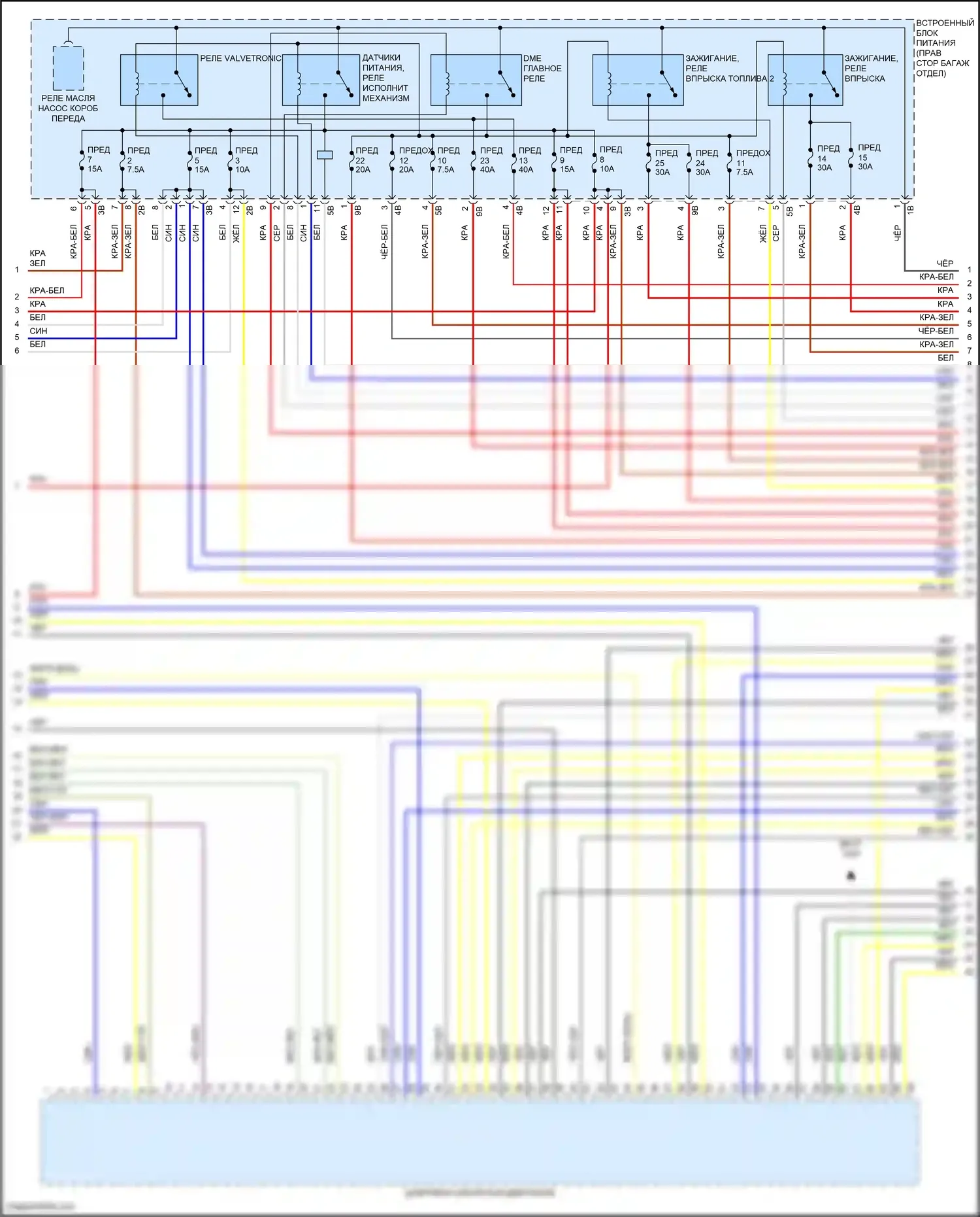 7 серия BMW G70 (2022-2024): Электросхема двигателя 4,4л турбогибрида (3 из 13) 