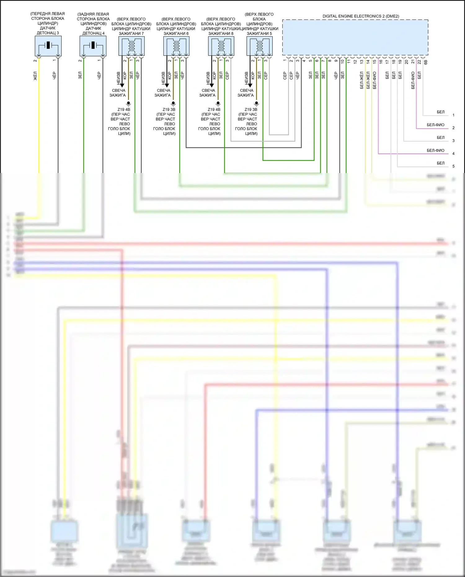 7 серия BMW G70 (2022-2024): Электросхема двигателя 4,4л турбогибрида (8 из 13) 