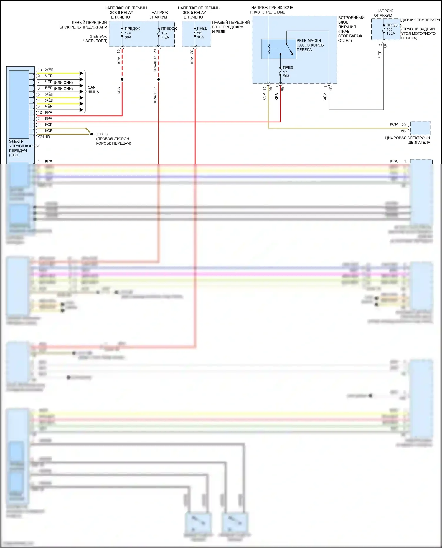 7 серия BMW G70 (2022-2024): Электросхема автоматической коробки передач 